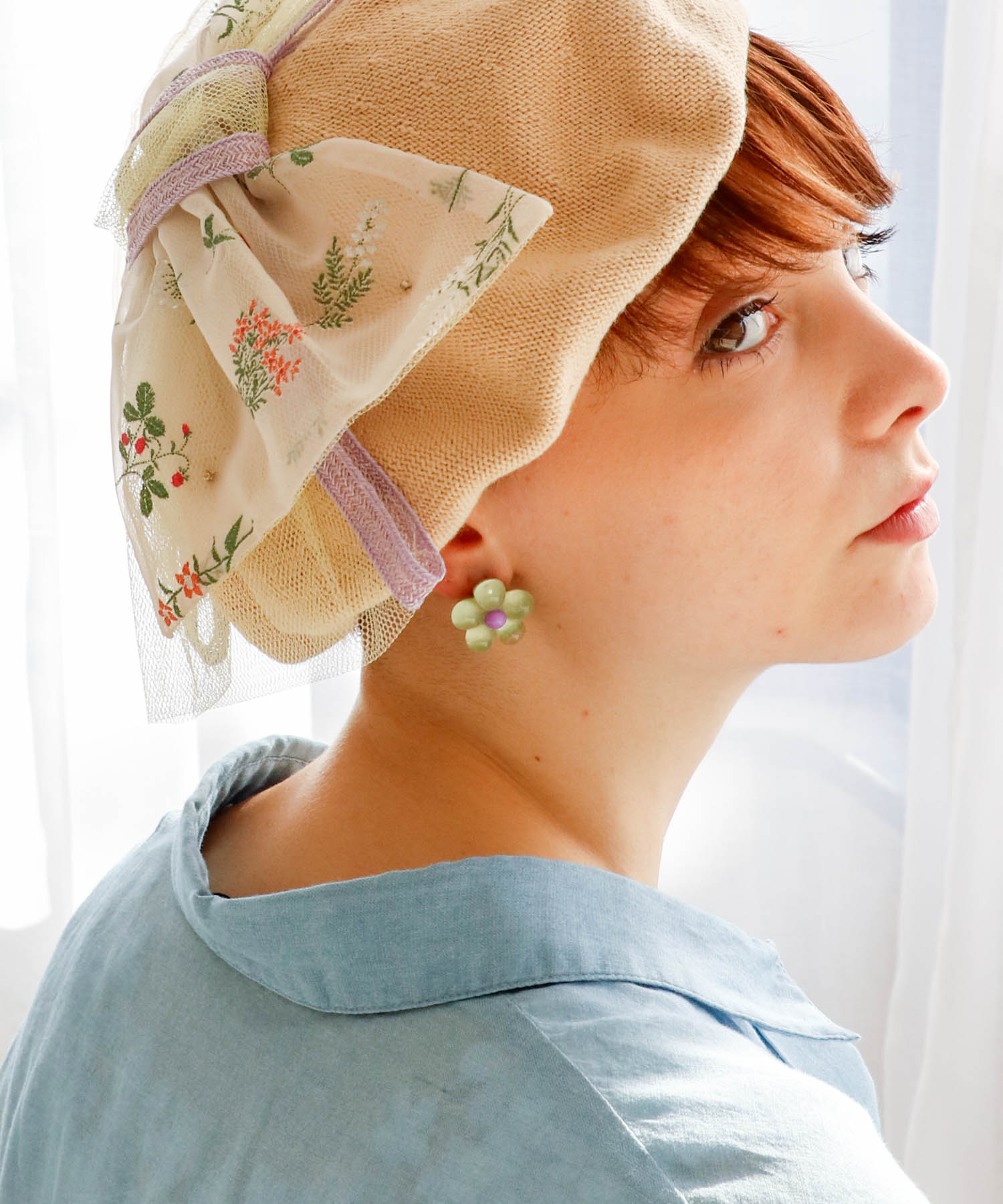 パステルクリアフラワーピアス