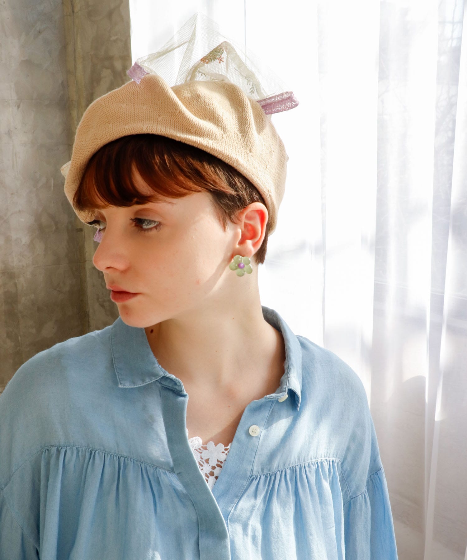 パステルクリアフラワーピアス