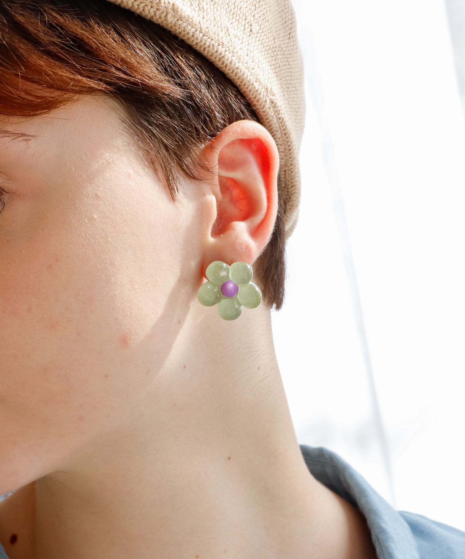 パステルクリアフラワーピアス