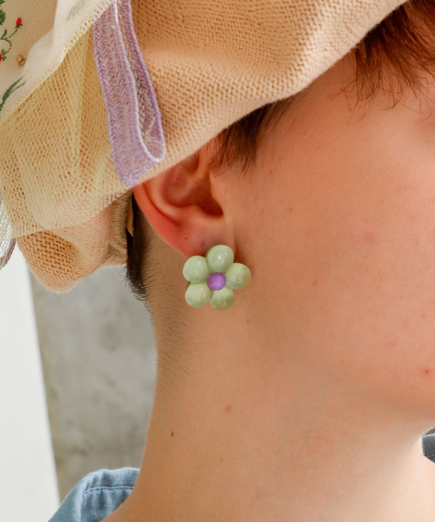 パステルクリアフラワーピアス