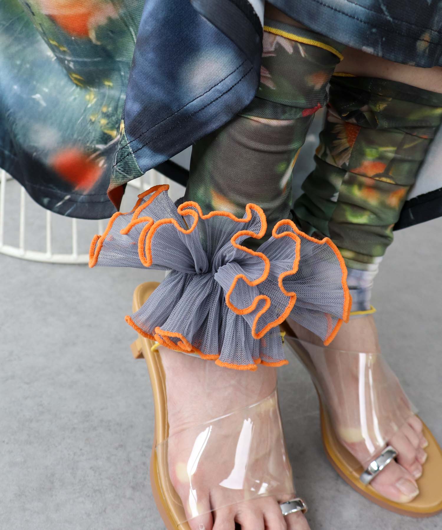 チュールパイピングハーフシュシュ