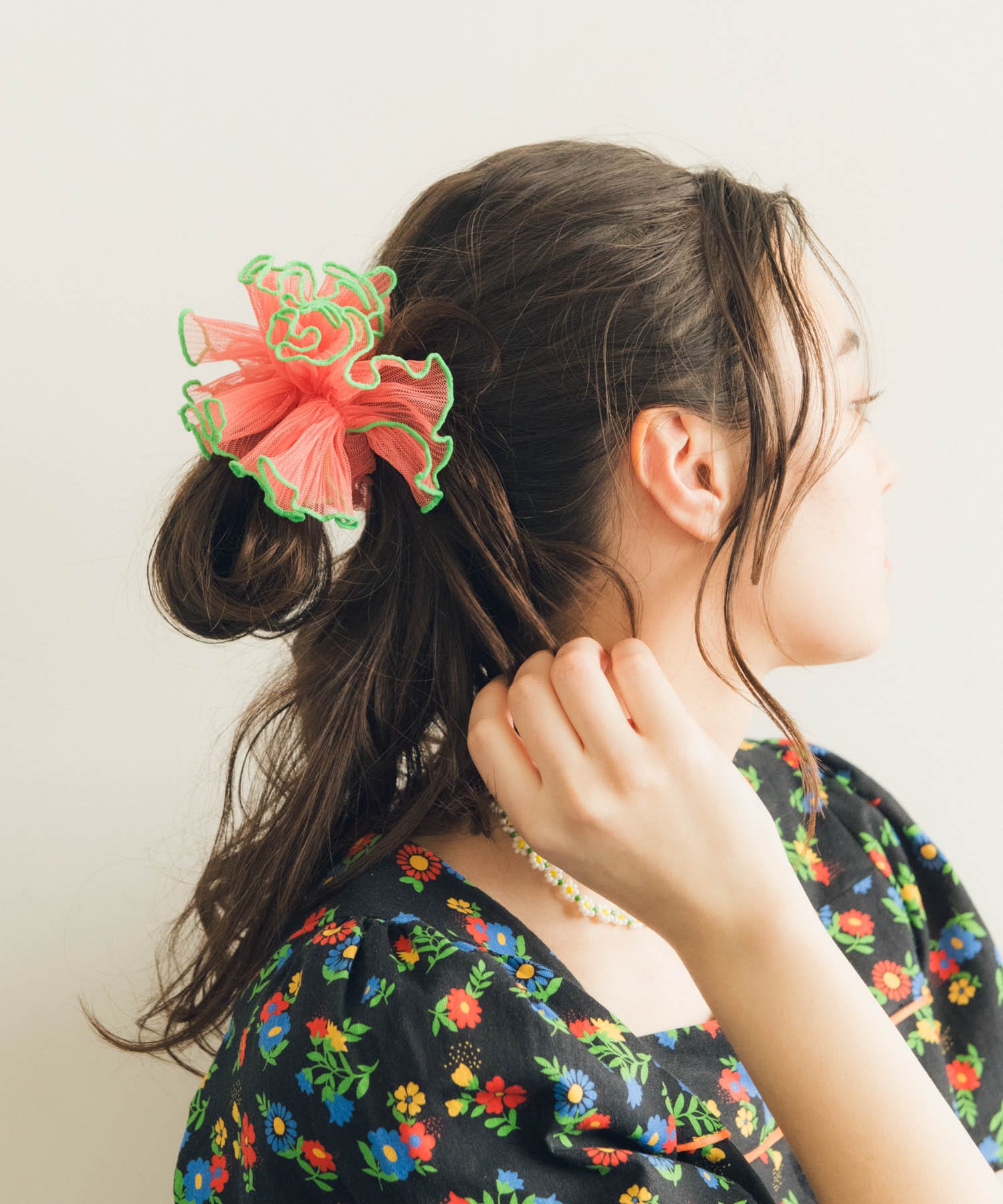 チュールパイピングハーフシュシュ