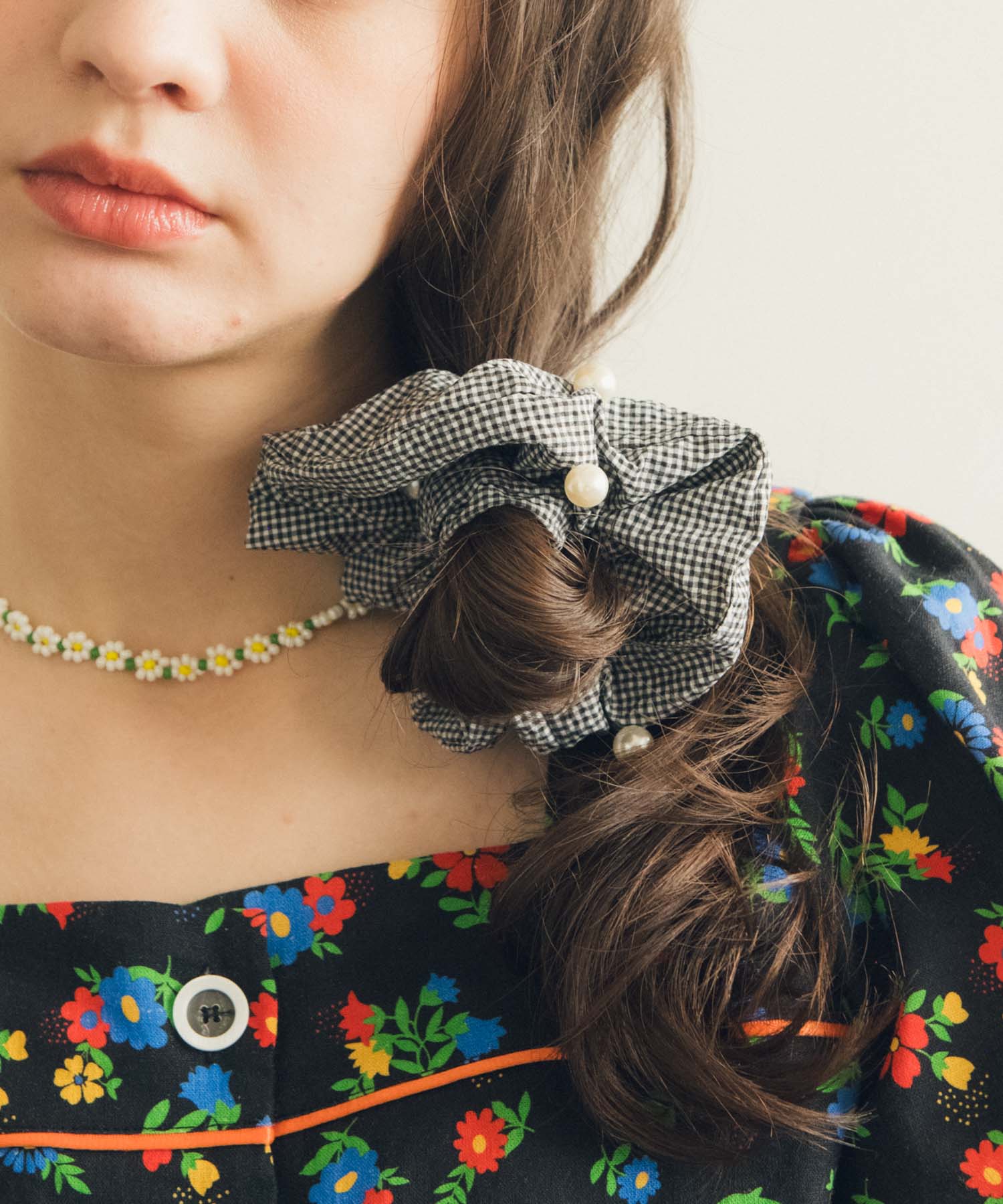 エンボスギンガムパールシュシュ