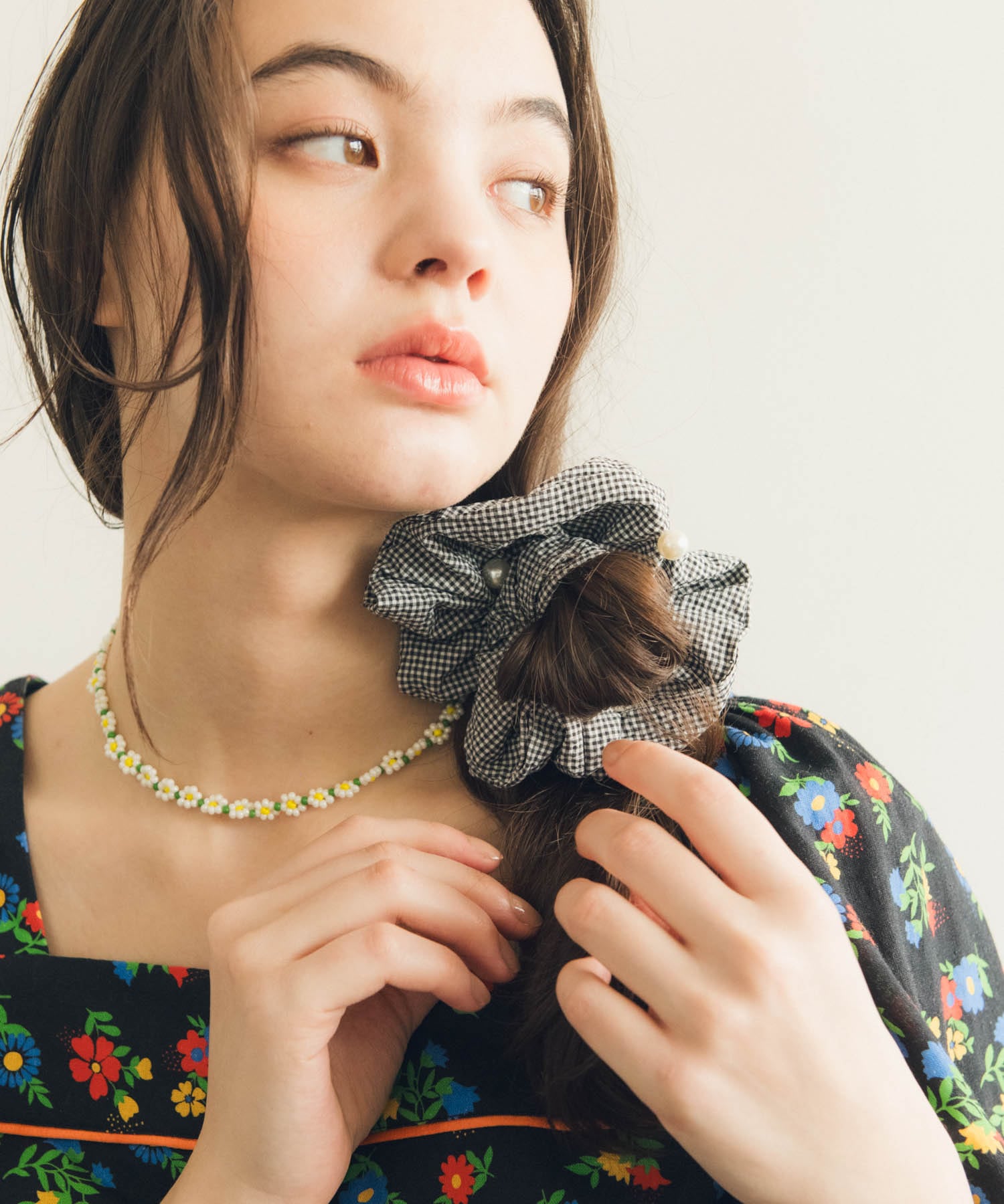 エンボスギンガムパールシュシュ