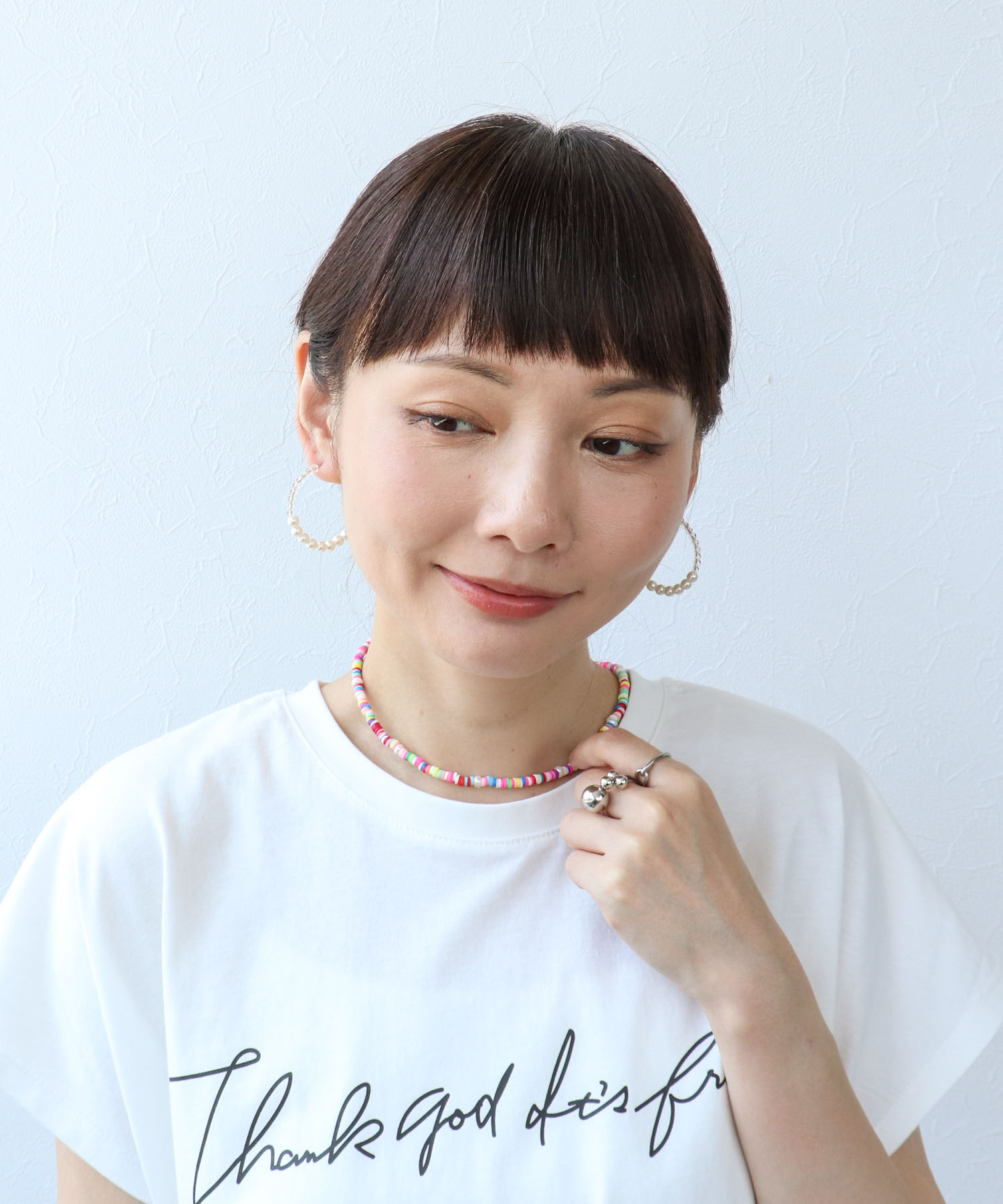 マルチチップ×パールフープピアス