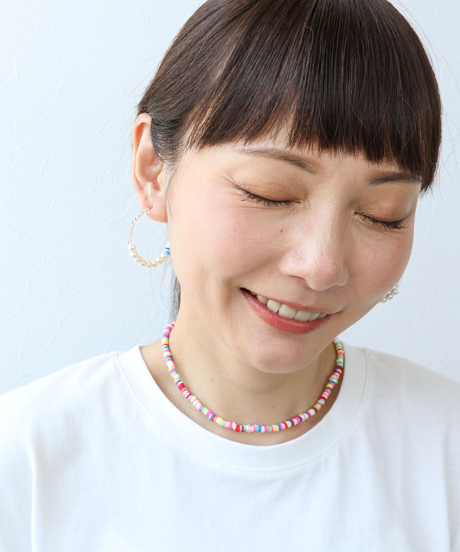 マルチチップ×パールフープピアス