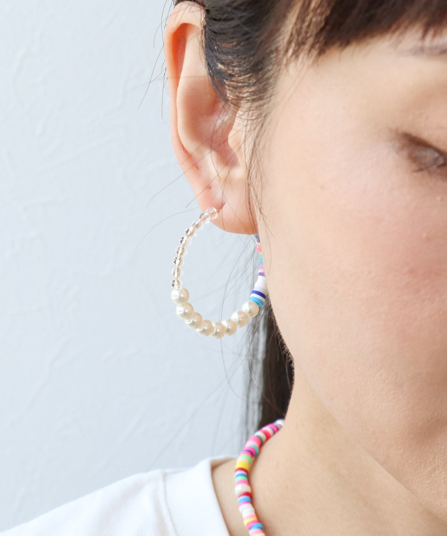 マルチチップ×パールフープピアス