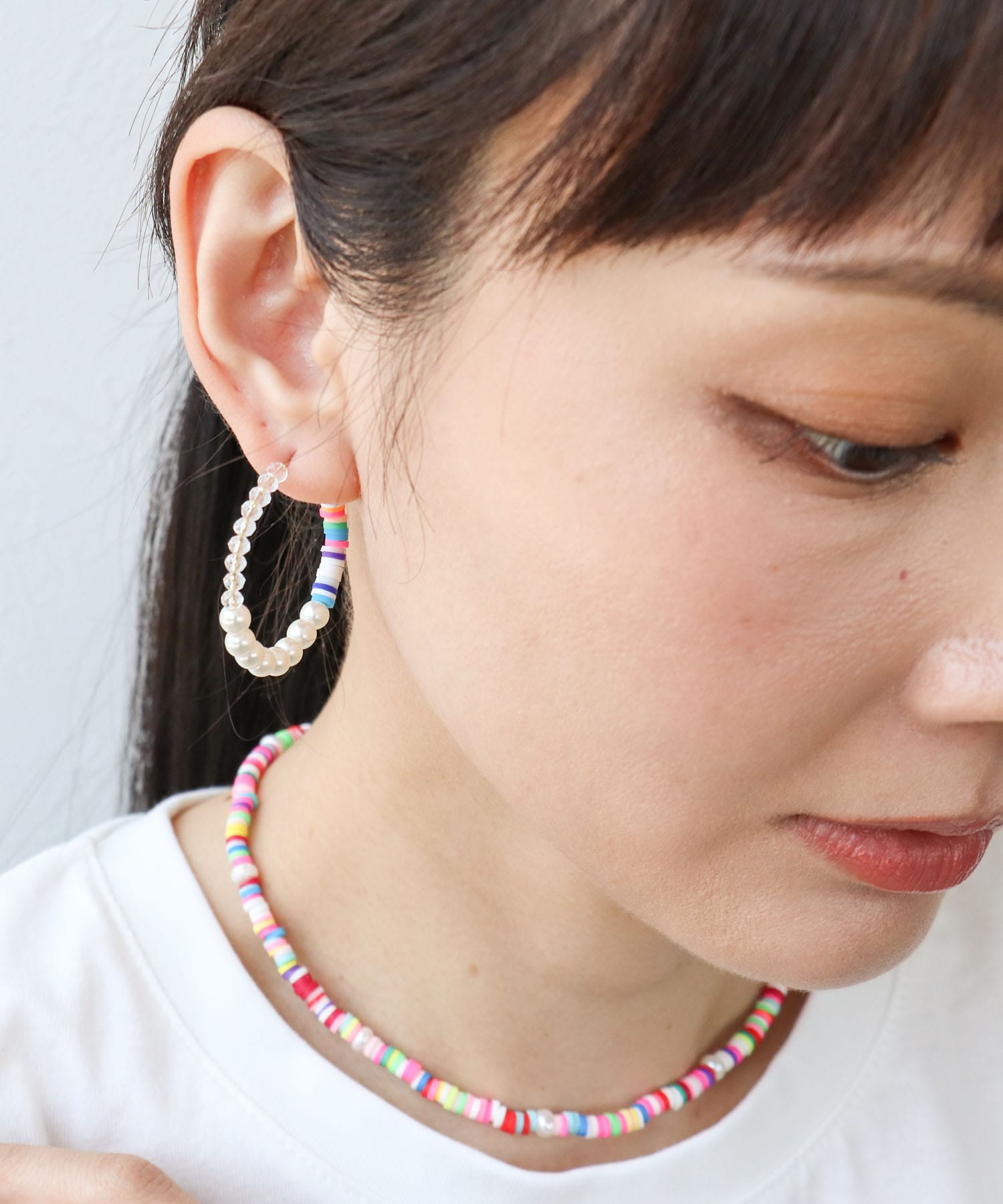 マルチチップ×パールフープピアス