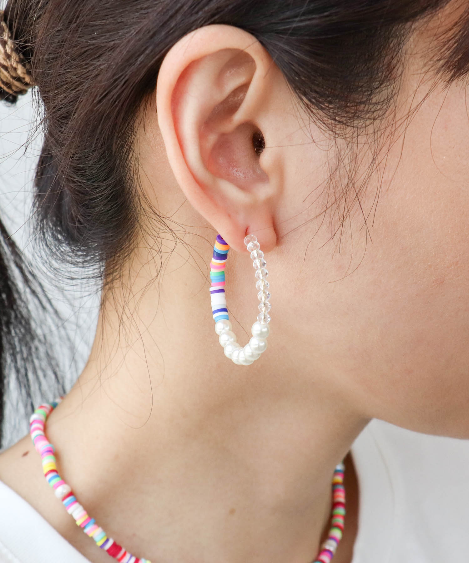 マルチチップ×パールフープピアス