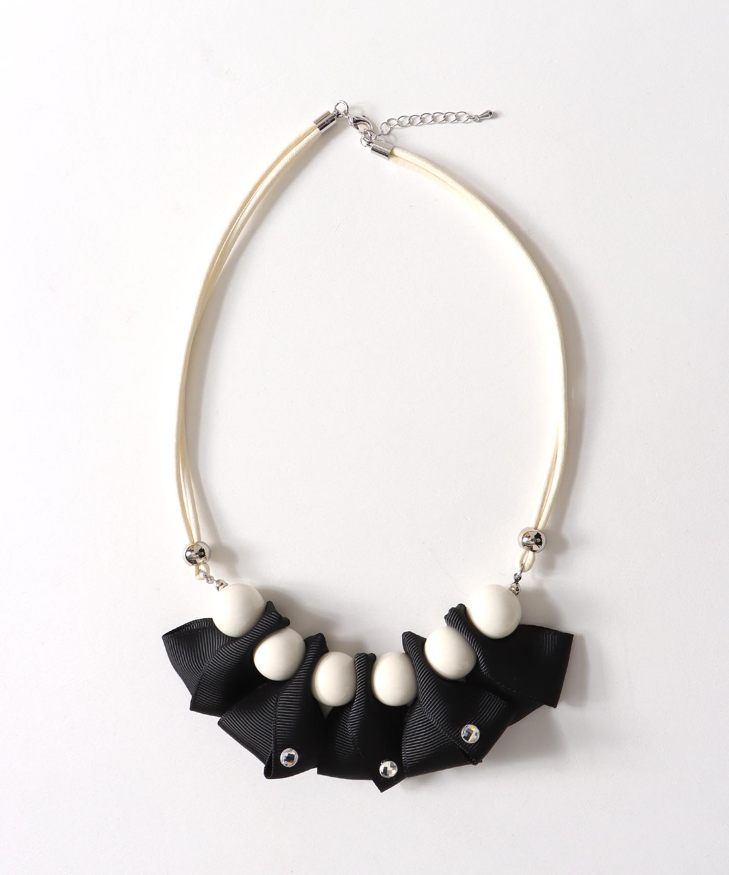 グログランリボンフリルネックレス