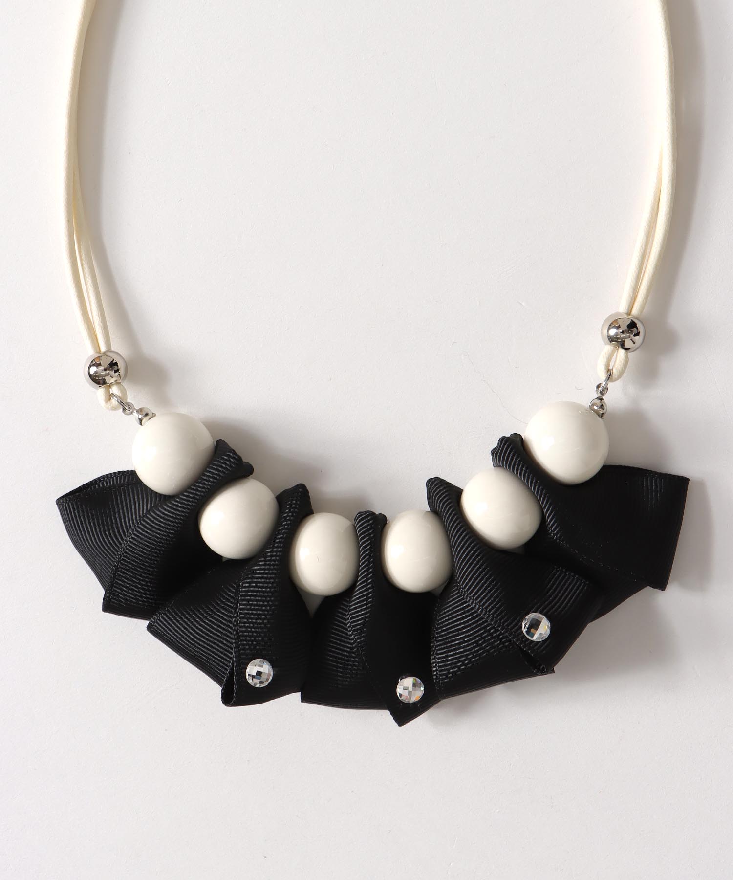 グログランリボンフリルネックレス