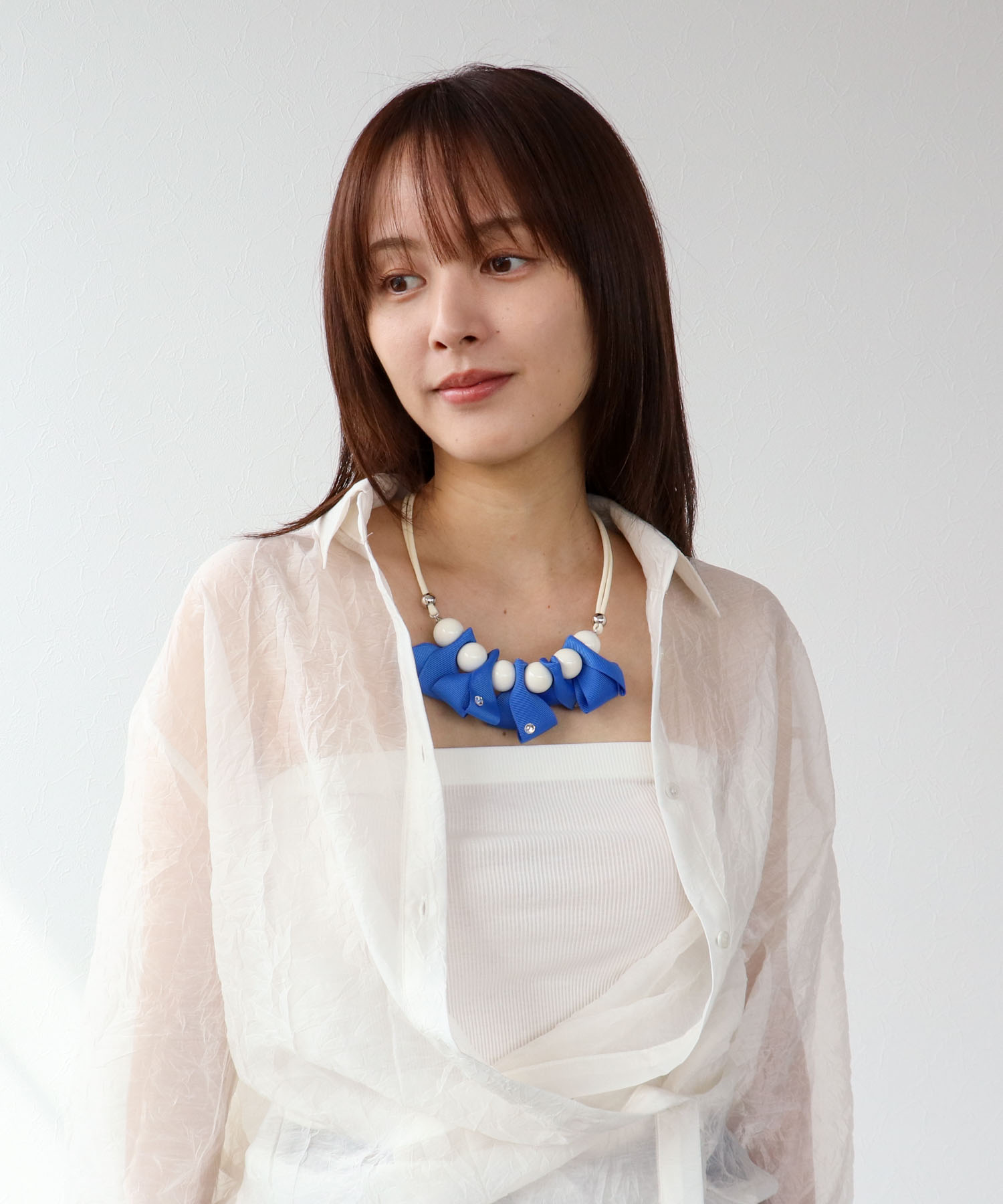 グログランリボンフリルネックレス