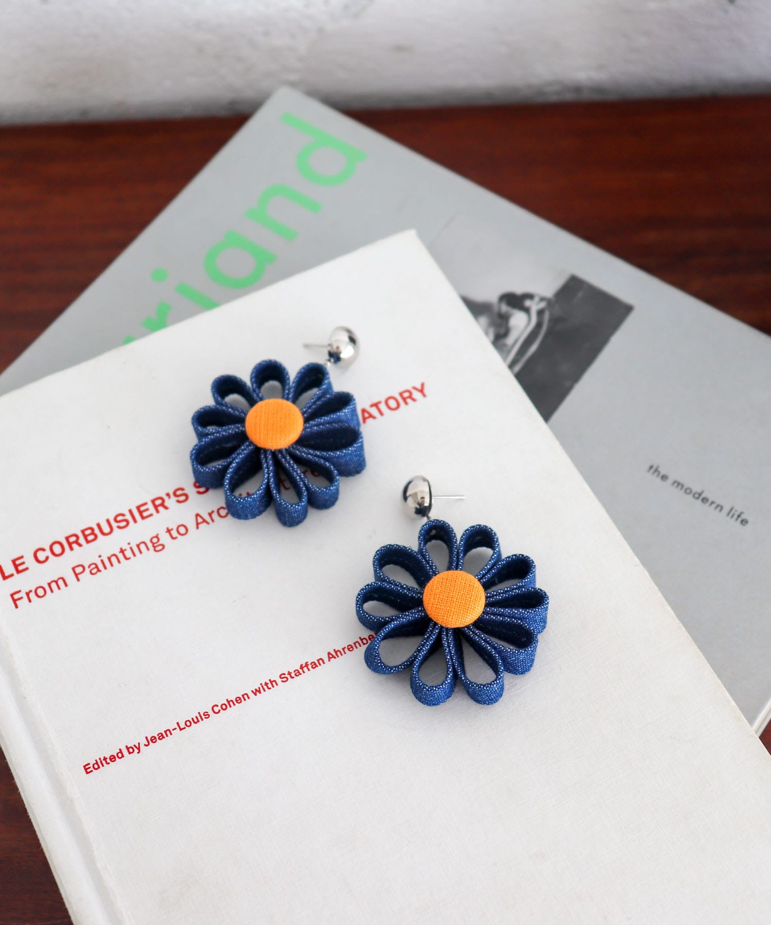 デニムフラワーピアス