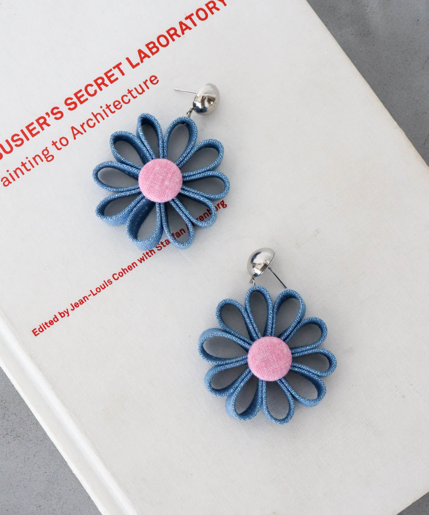 デニムフラワーピアス