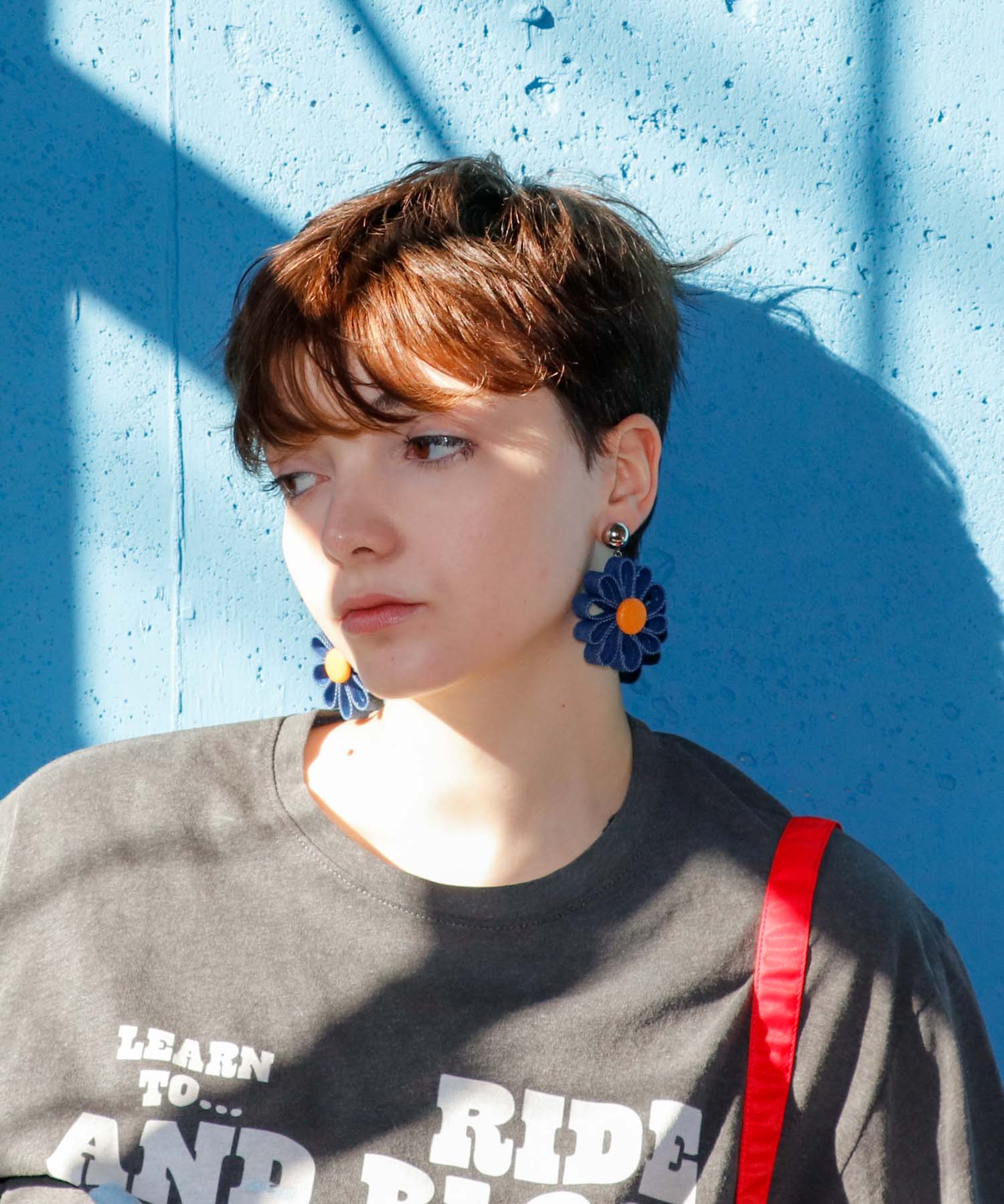 デニムフラワーピアス