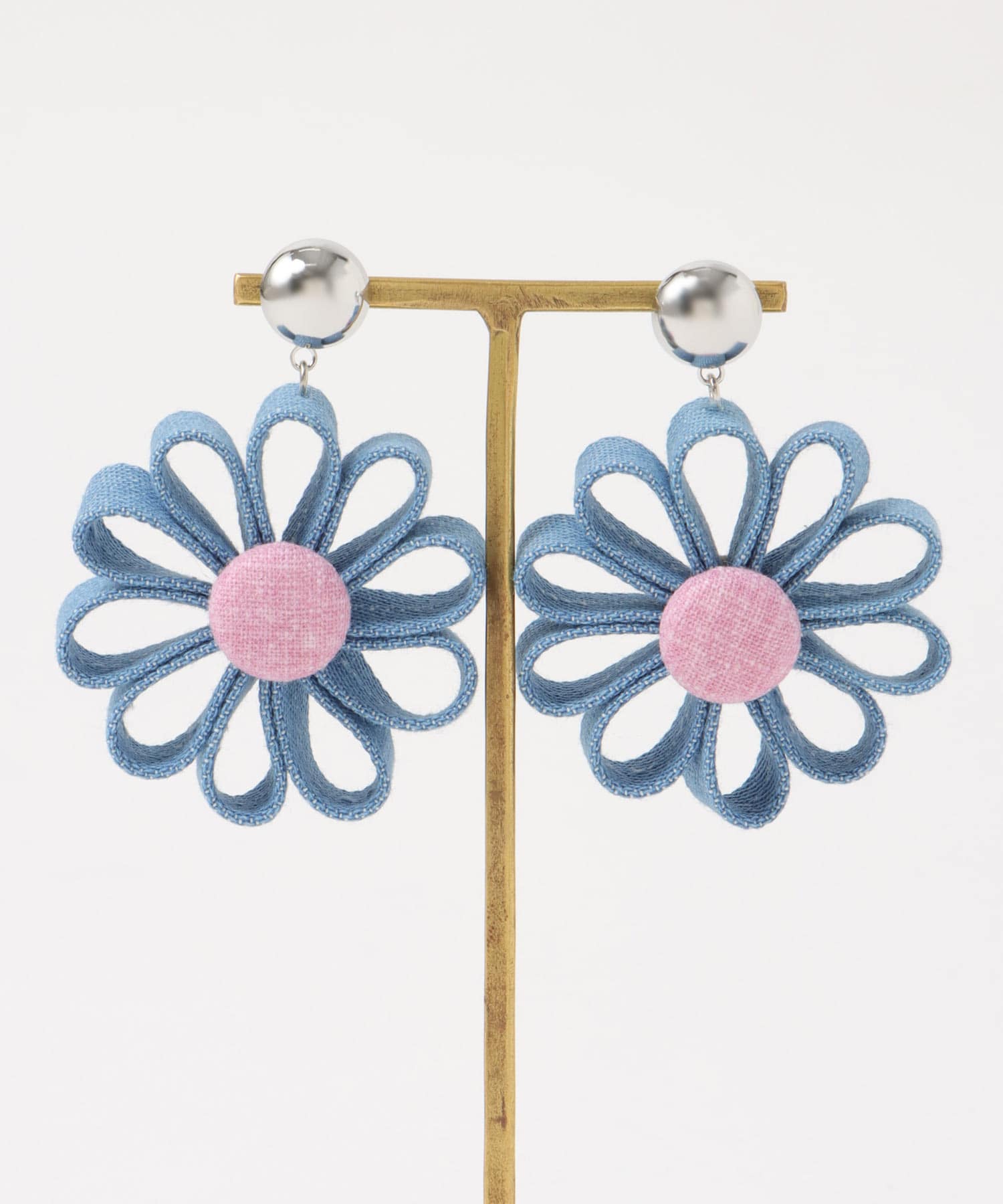 デニムフラワーピアス