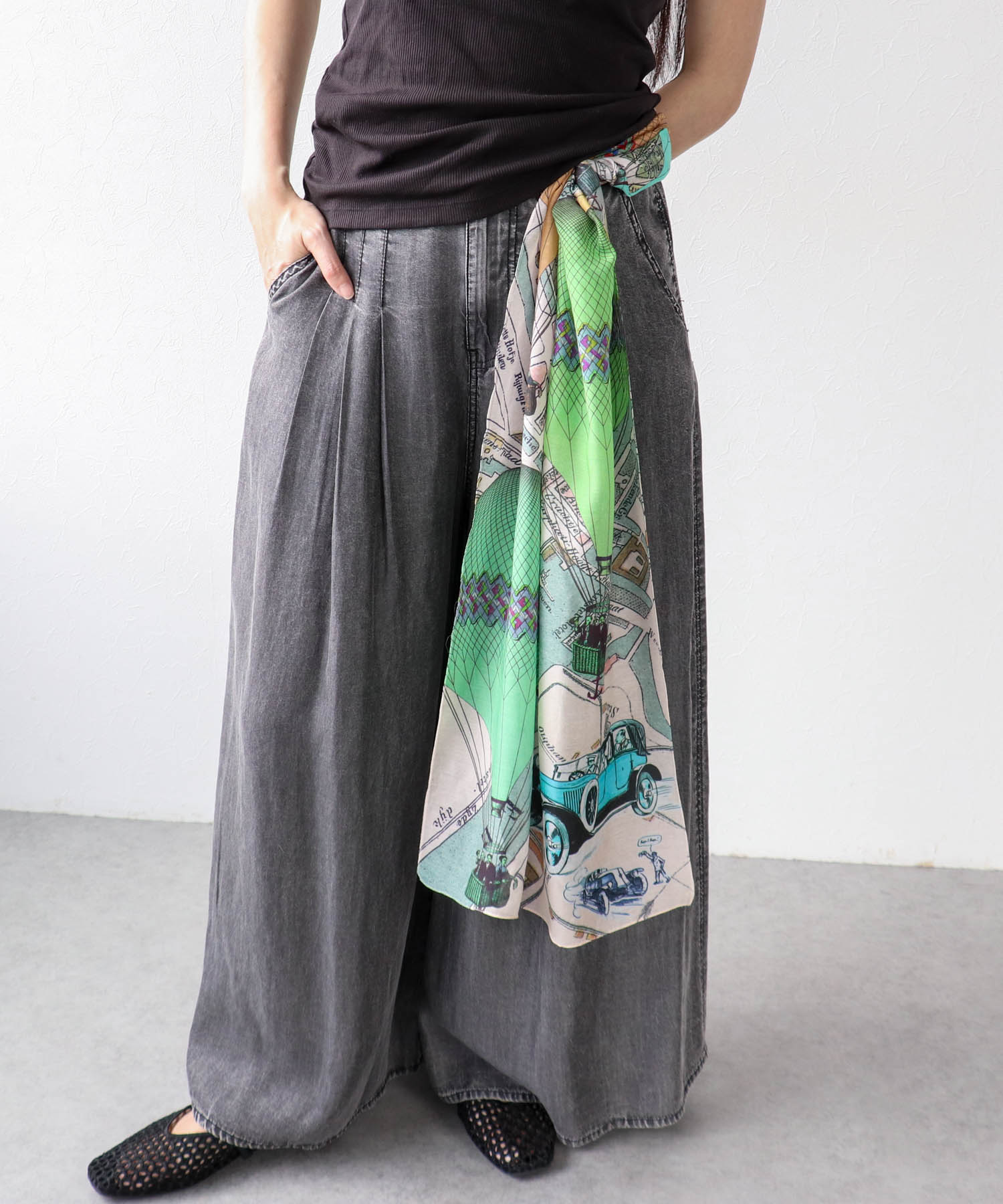 気球柄プリントショール