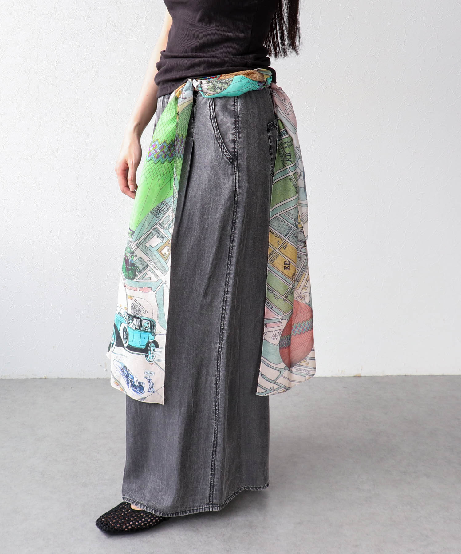 気球柄プリントショール