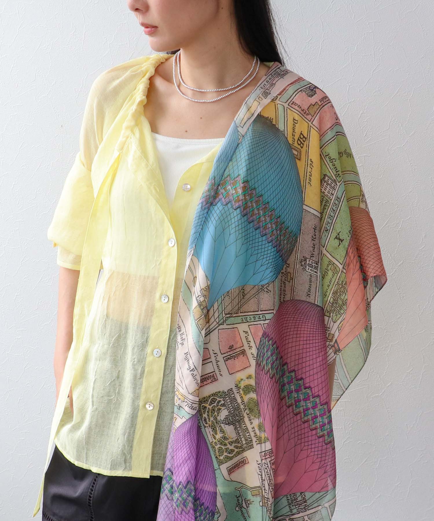 気球柄プリントショール