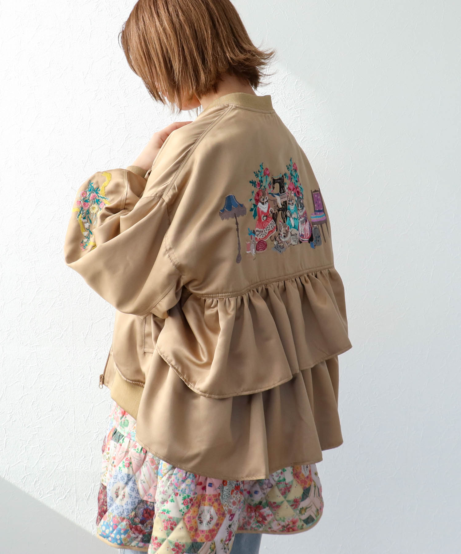 ＜一部店舗・WEB限定＞【tamaoworld】Crafting Cats Frill jacket