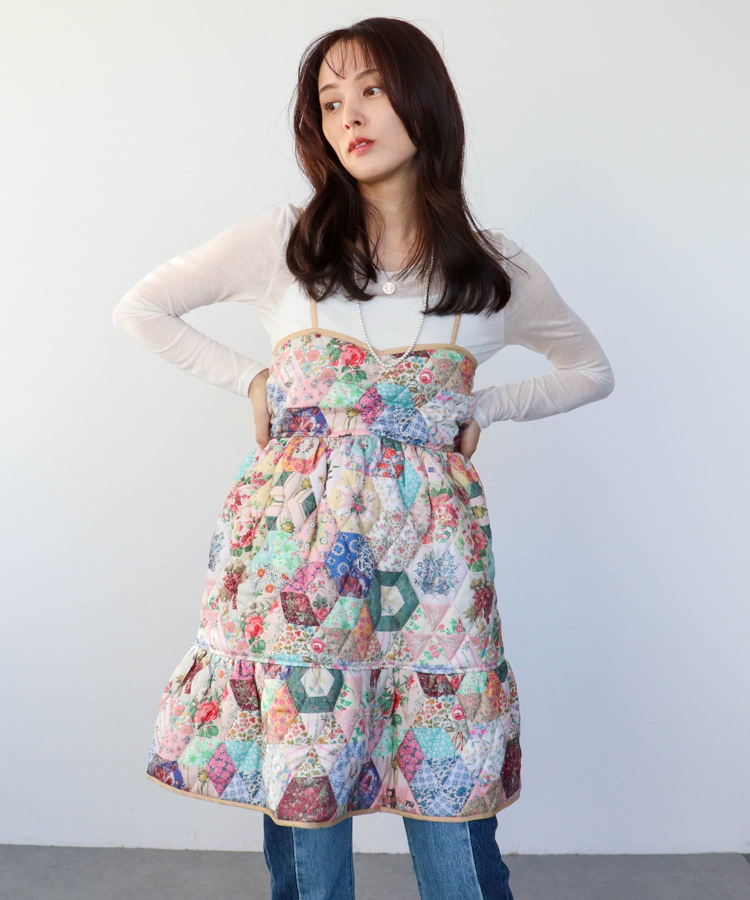 ＜WEB限定＞【tamaoworld】Patchwork Print One piece