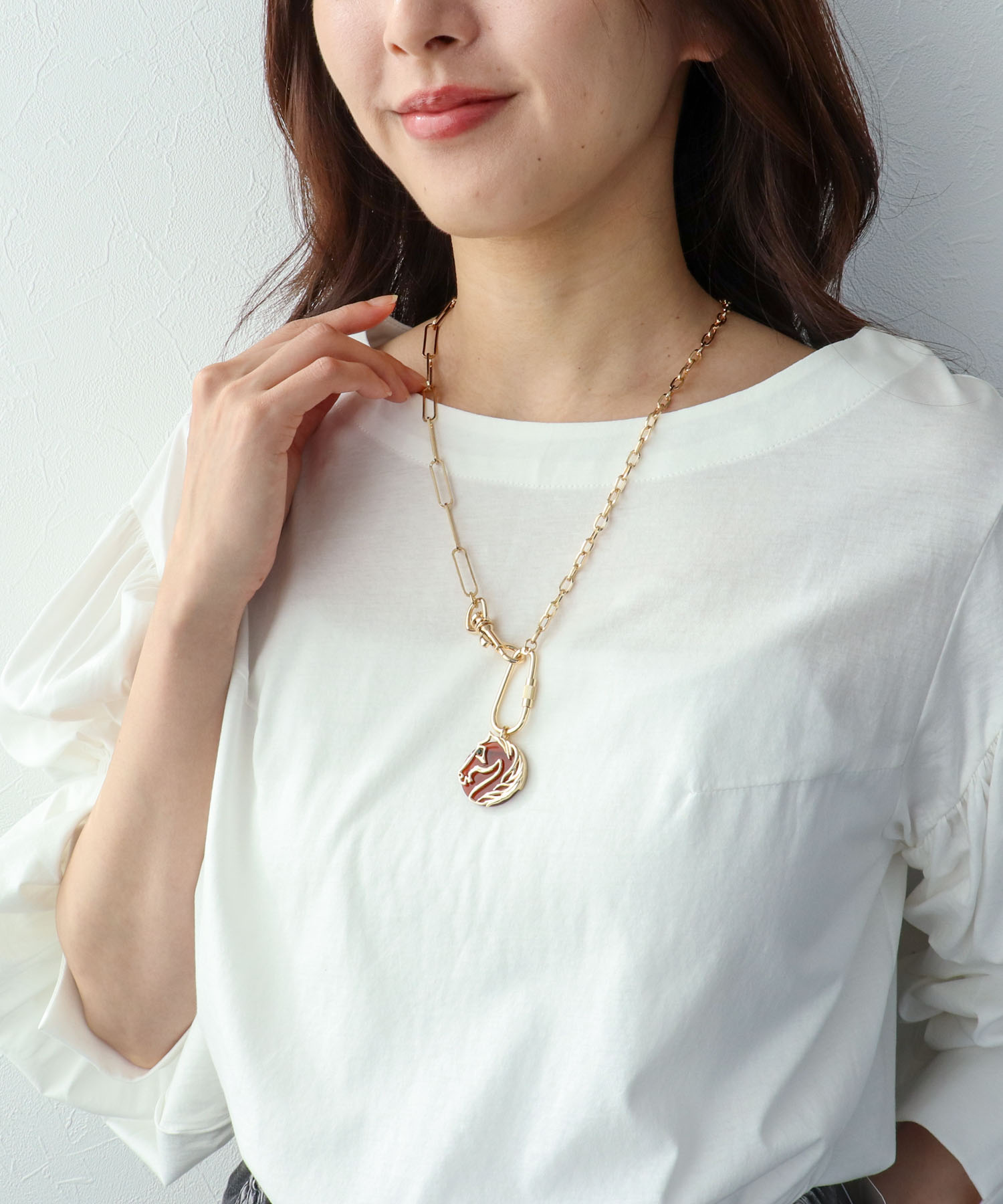 ホースプレートカラビナネックレス