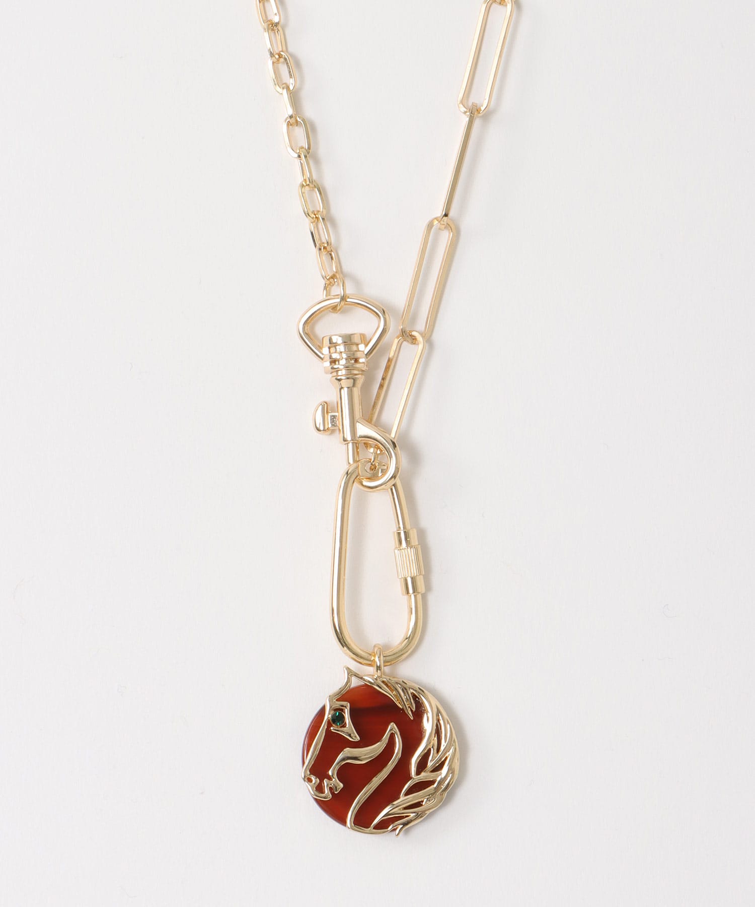 ホースプレートカラビナネックレス