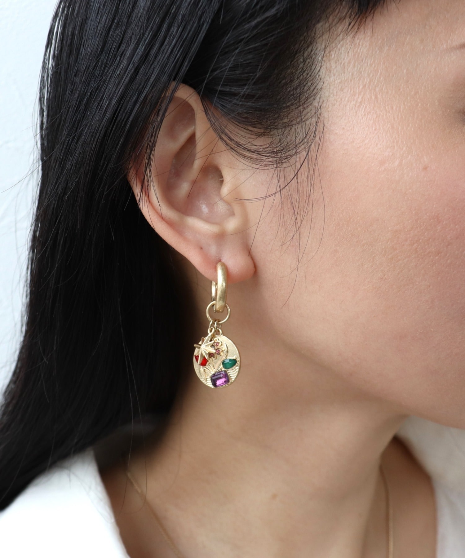 フラワーコインチャームピアス