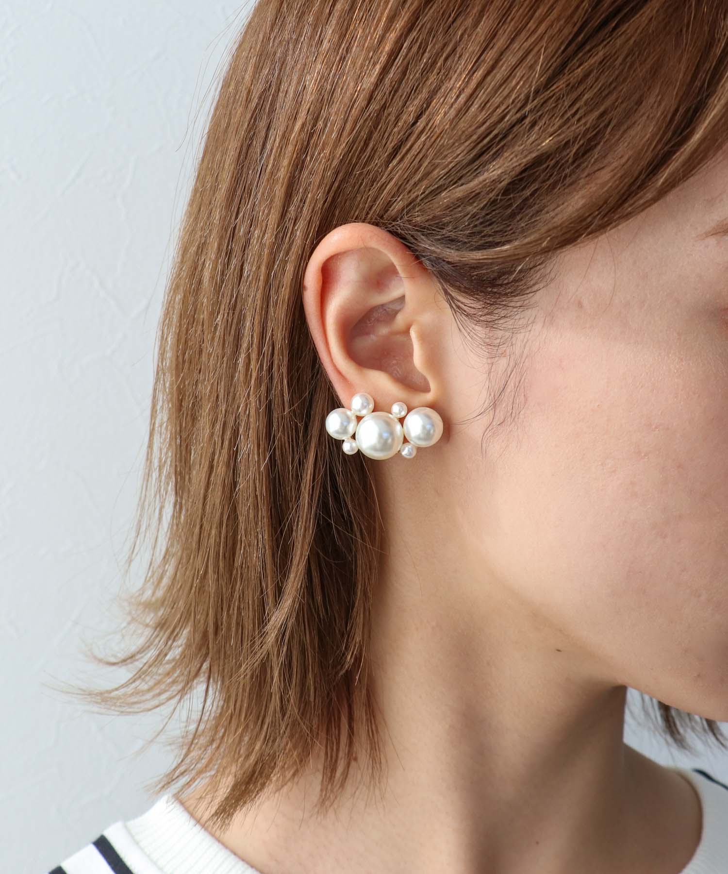 ランダムパールボリュームイヤリング