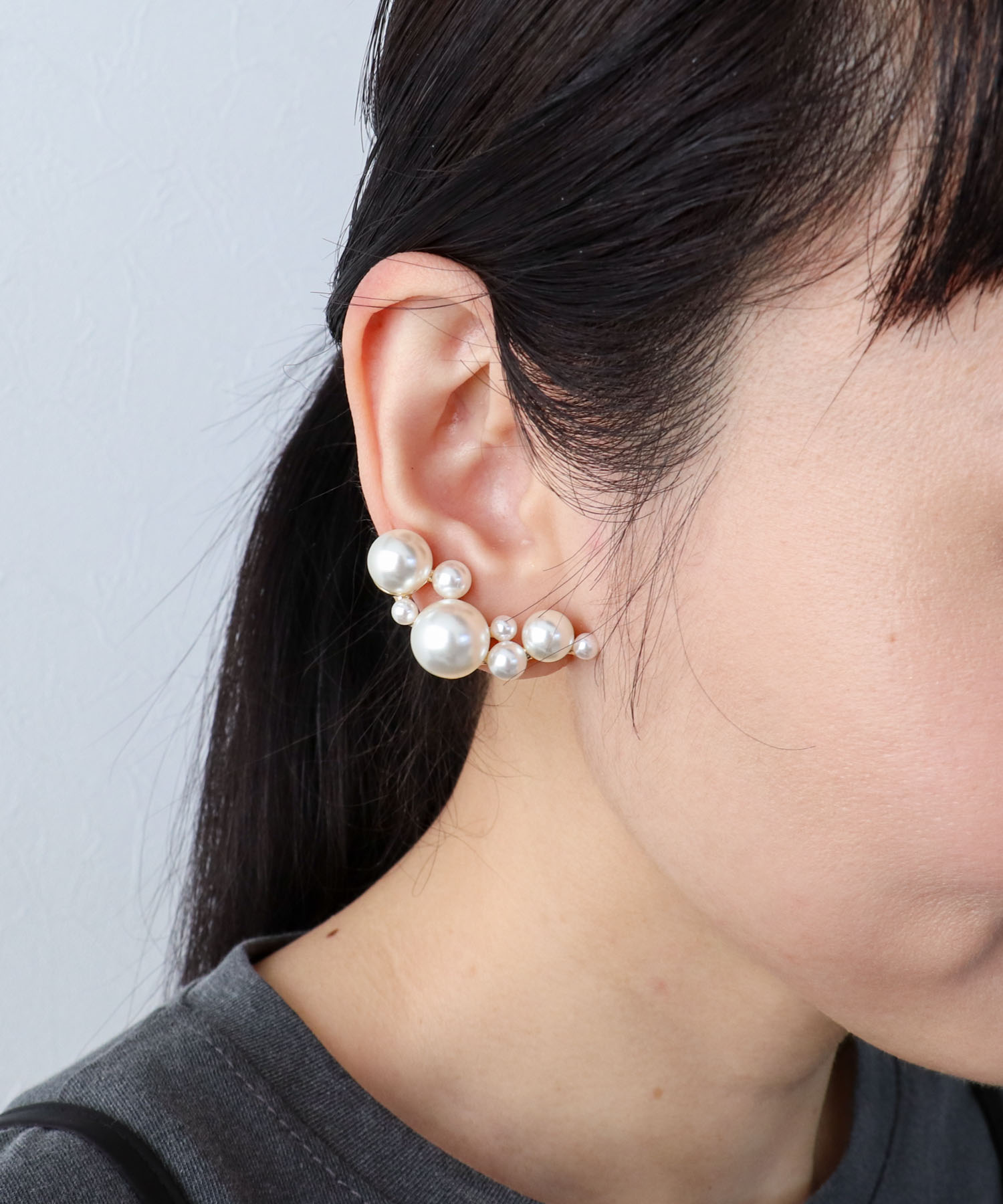 ランダムパールボリュームイヤリング