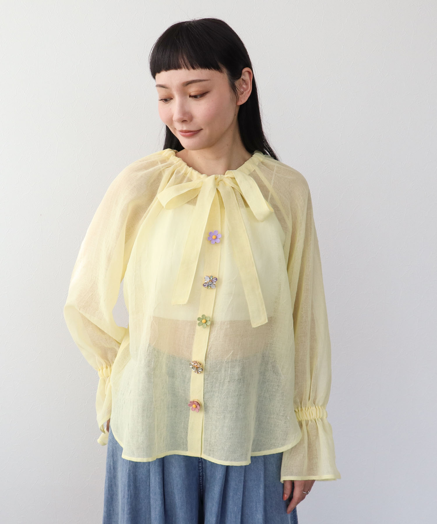 パステルフラワーボタンカバー