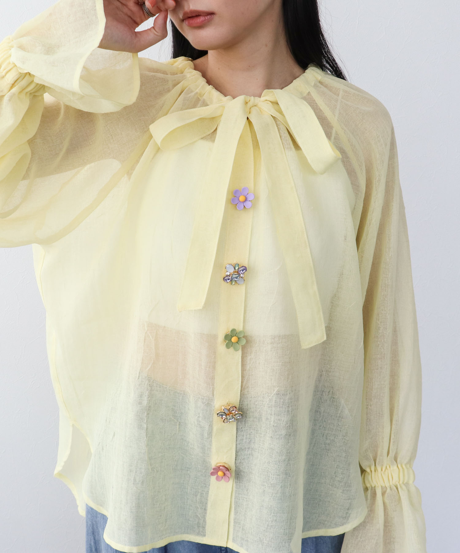 パステルフラワーボタンカバー