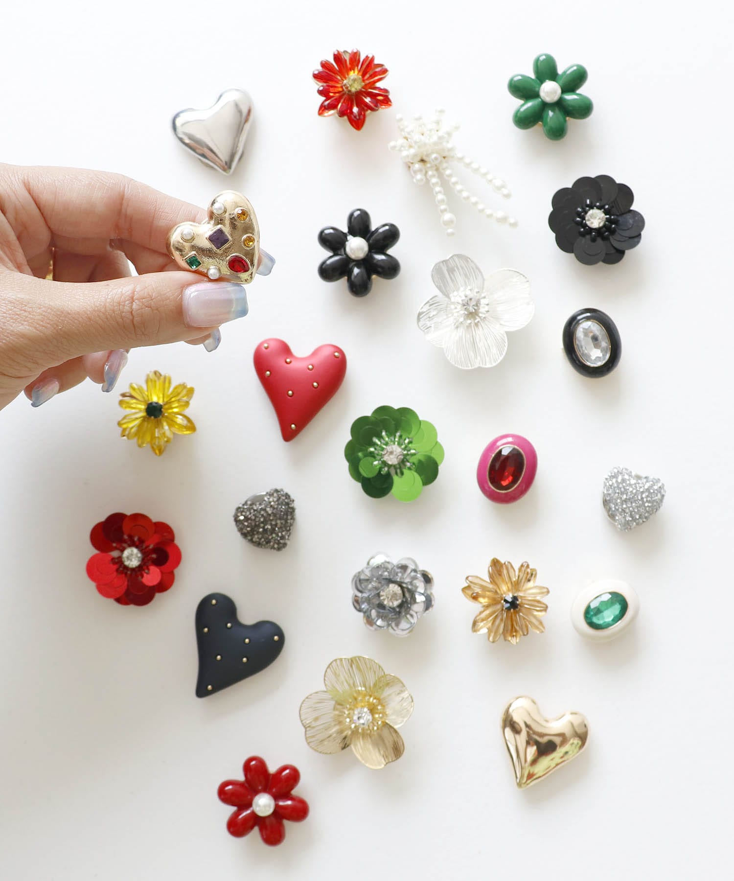 ドットハートボタンカバー