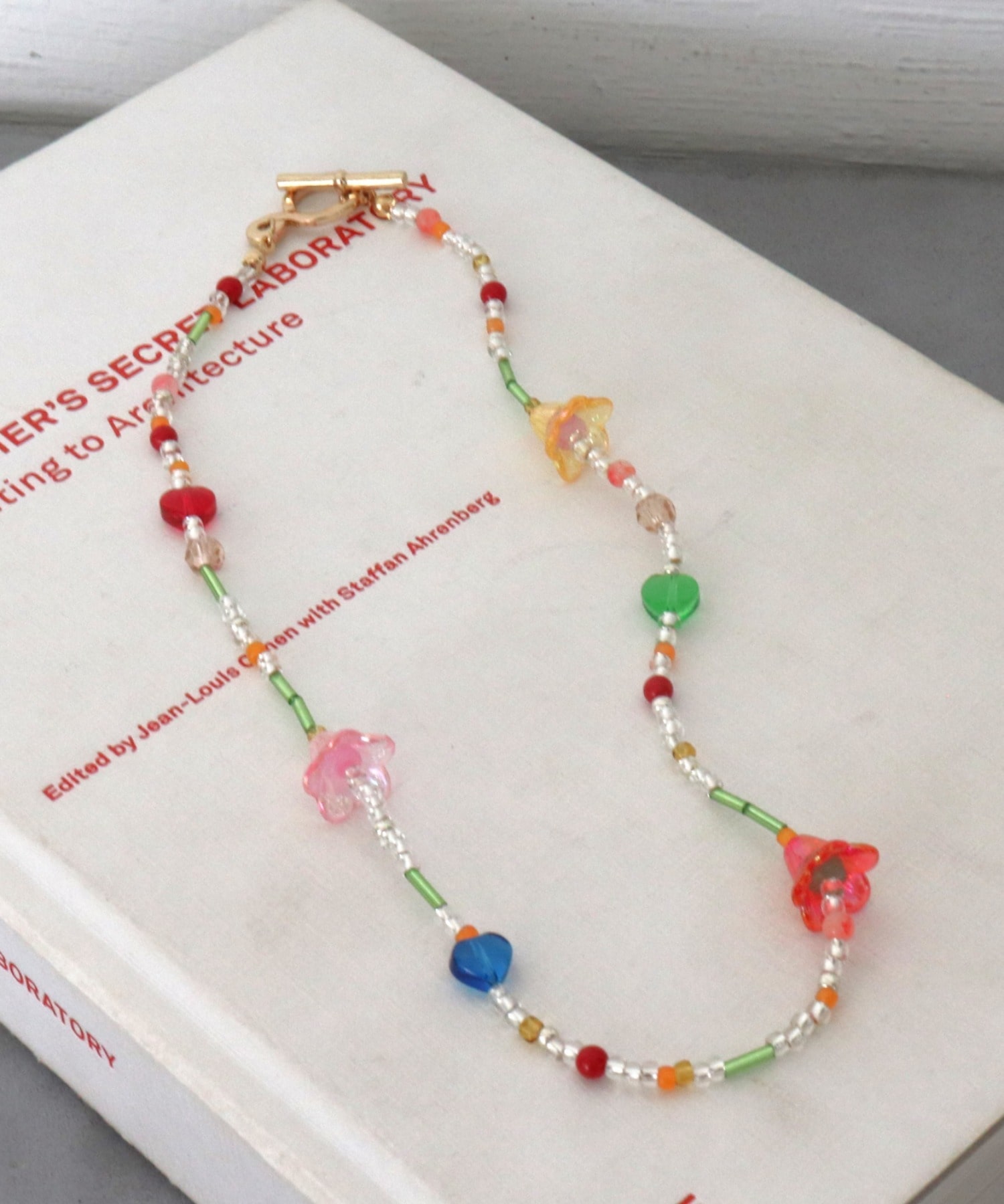 MIXビーズフラワーネックレス