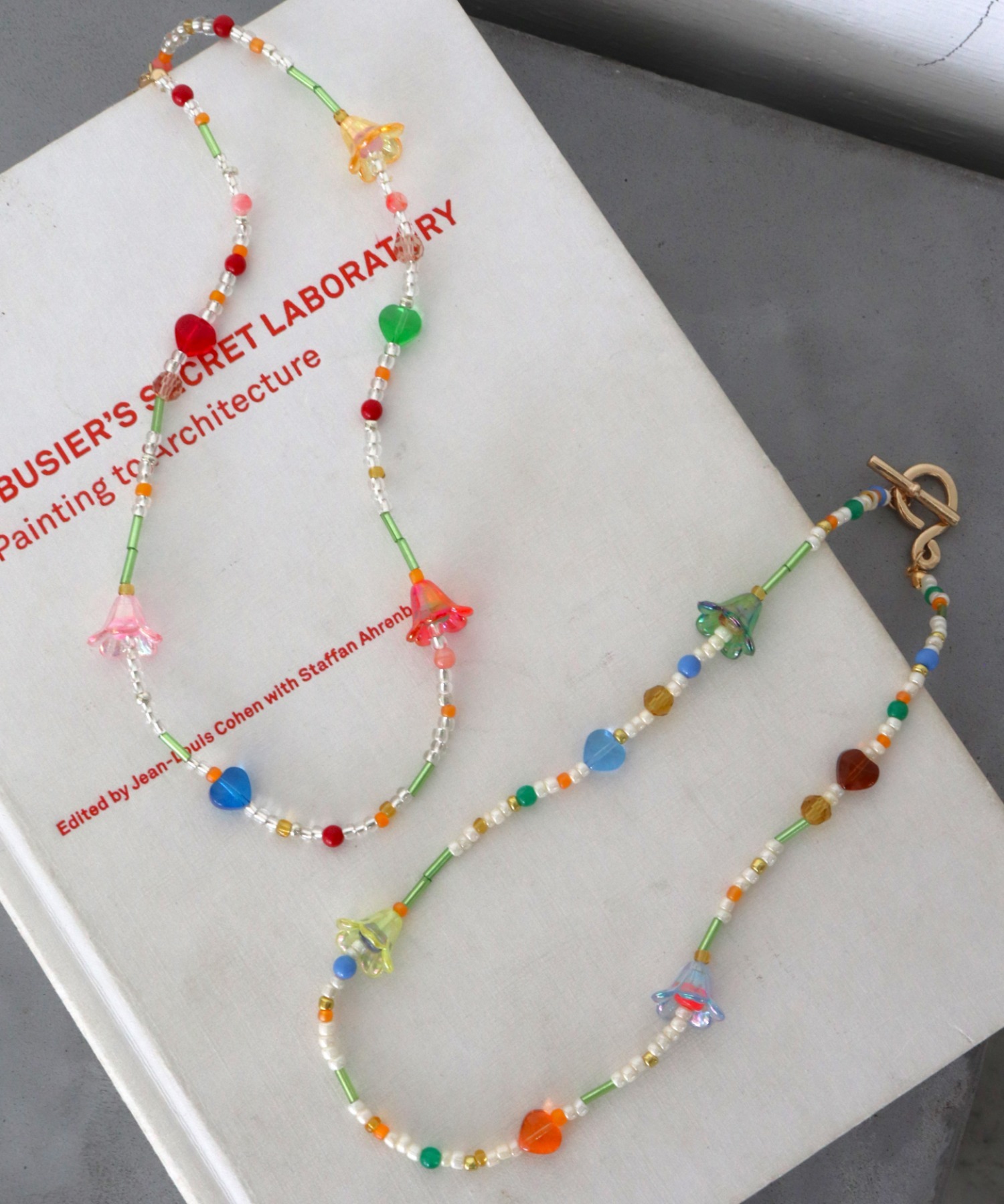 MIXビーズフラワーネックレス