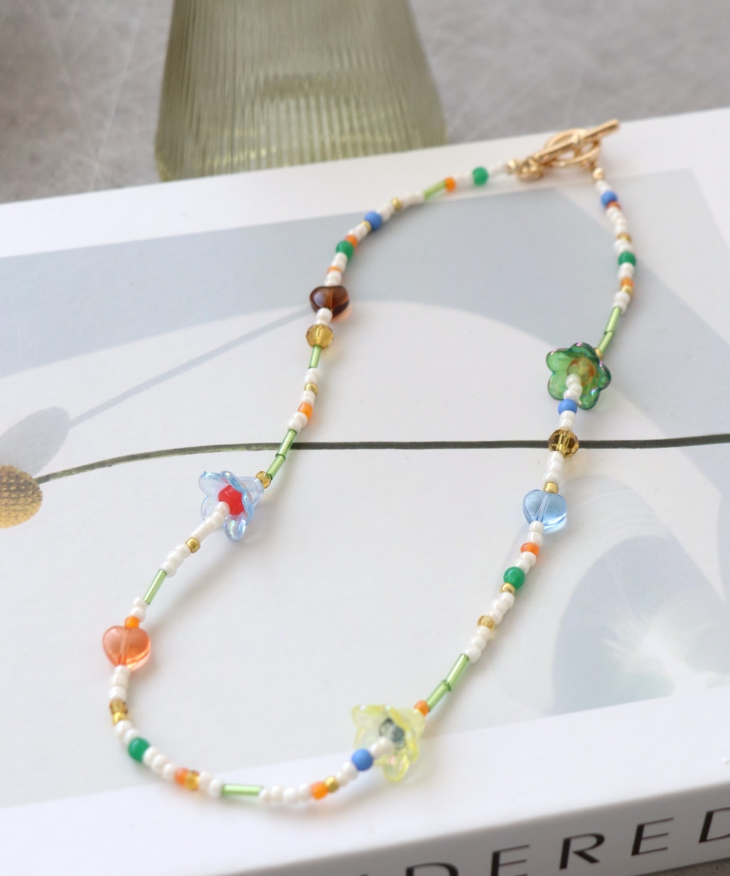 MIXビーズフラワーネックレス