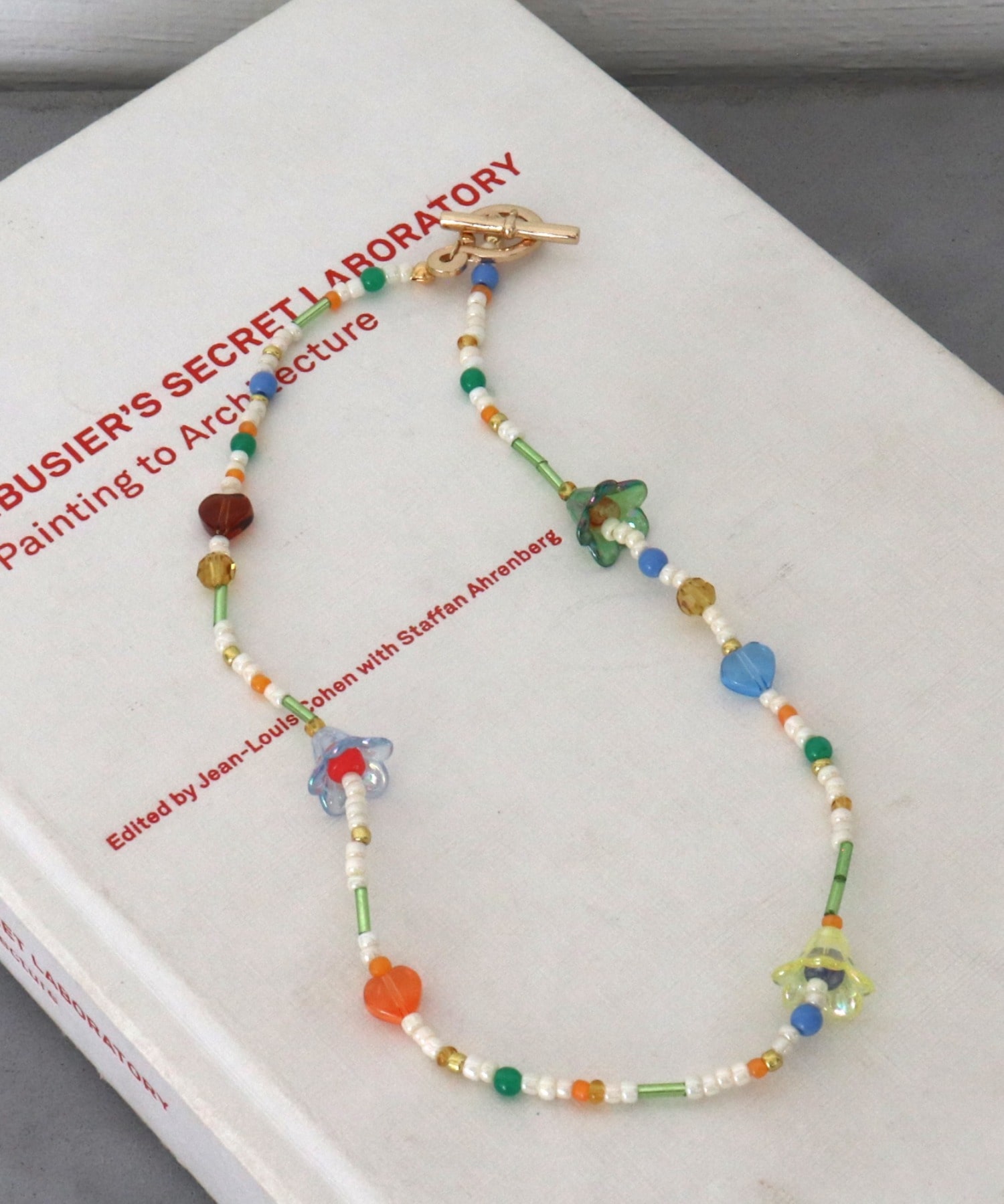 MIXビーズフラワーネックレス