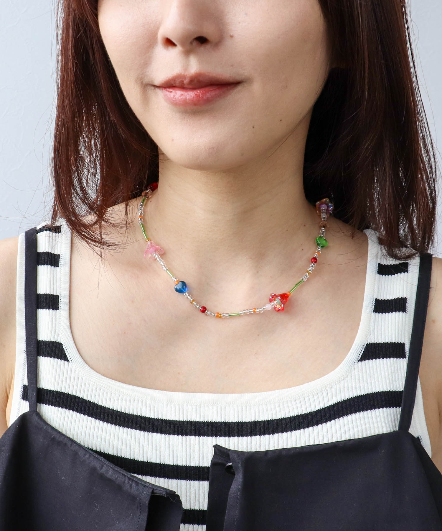 MIXビーズフラワーネックレス