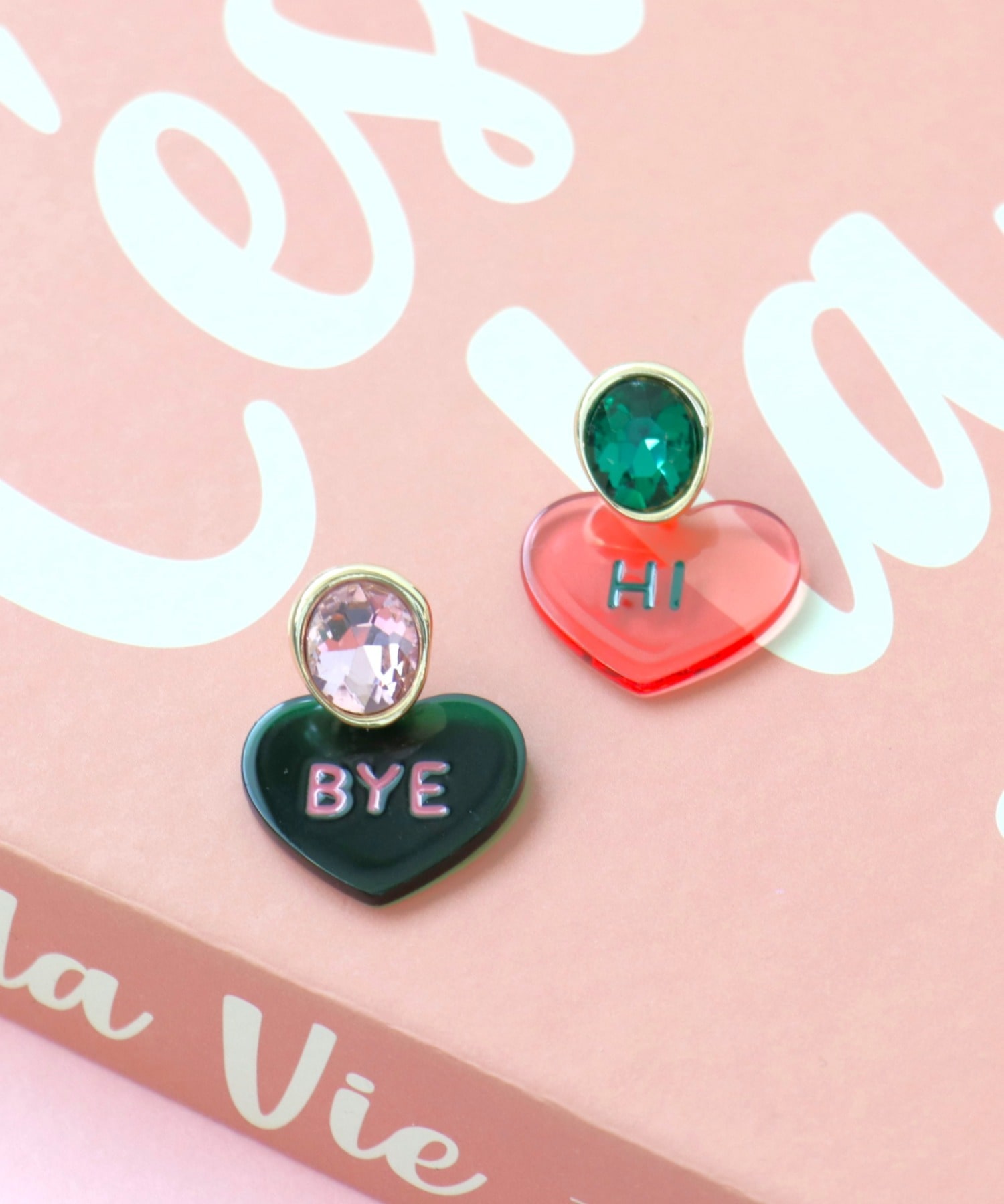 Hi/BYEクリアハートピアス