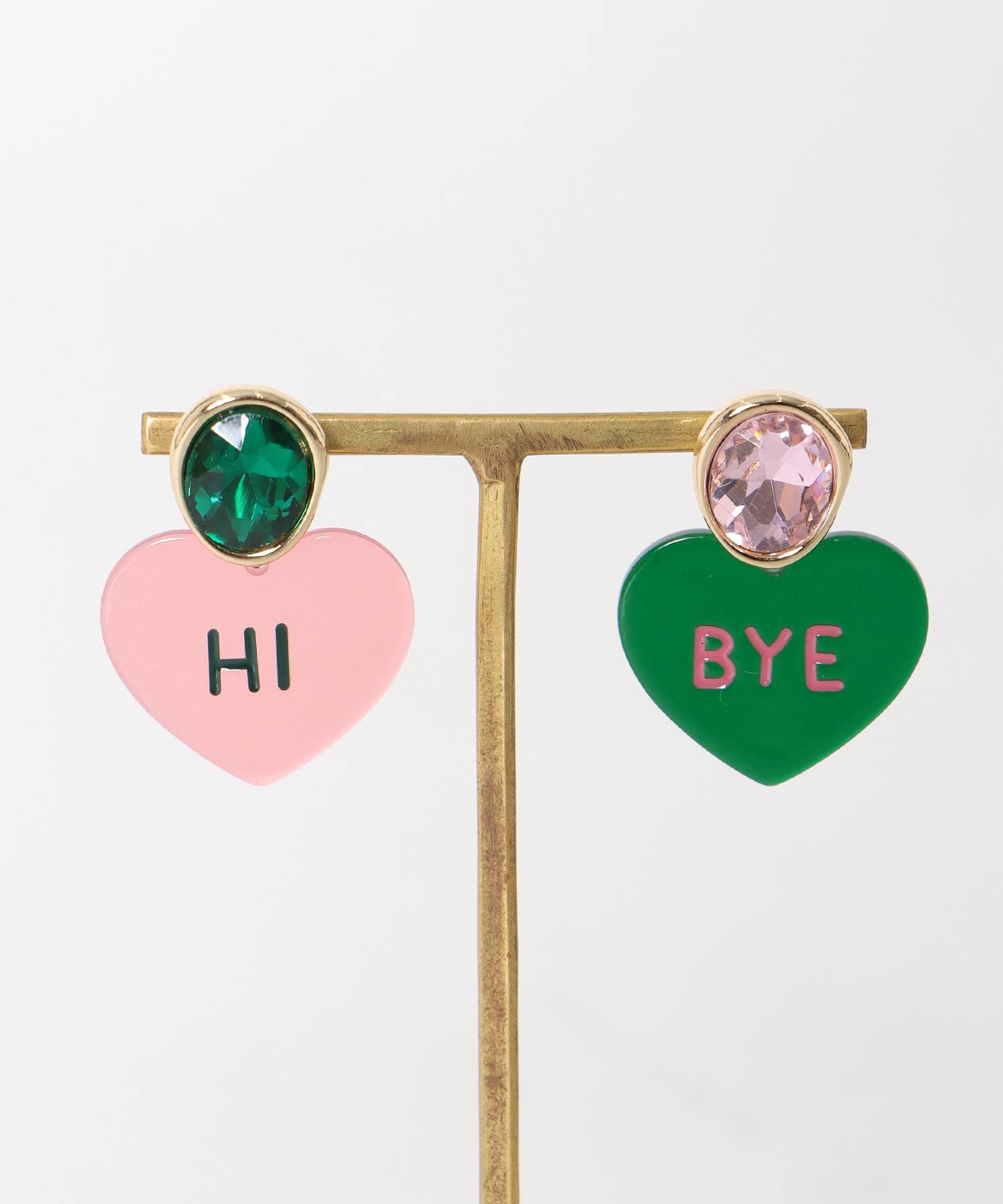 Hi/BYEクリアハートピアス