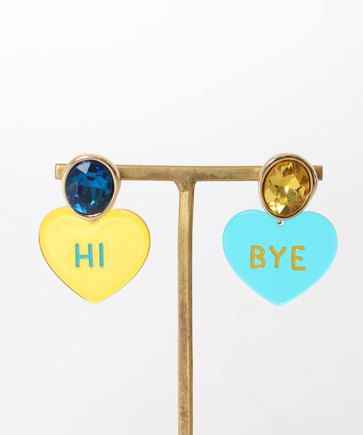 Hi/BYEクリアハートピアス