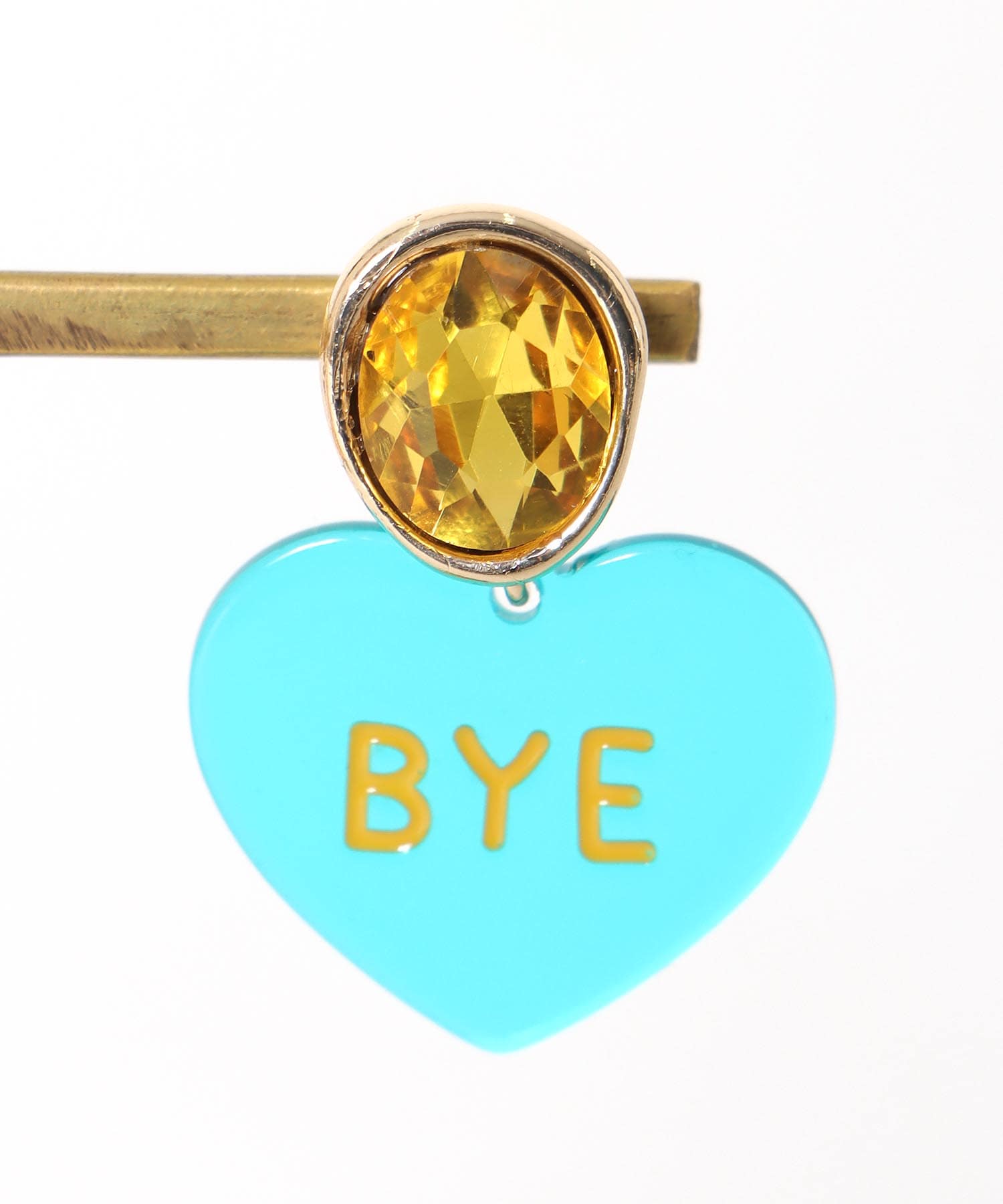 Hi/BYEクリアハートイヤリング