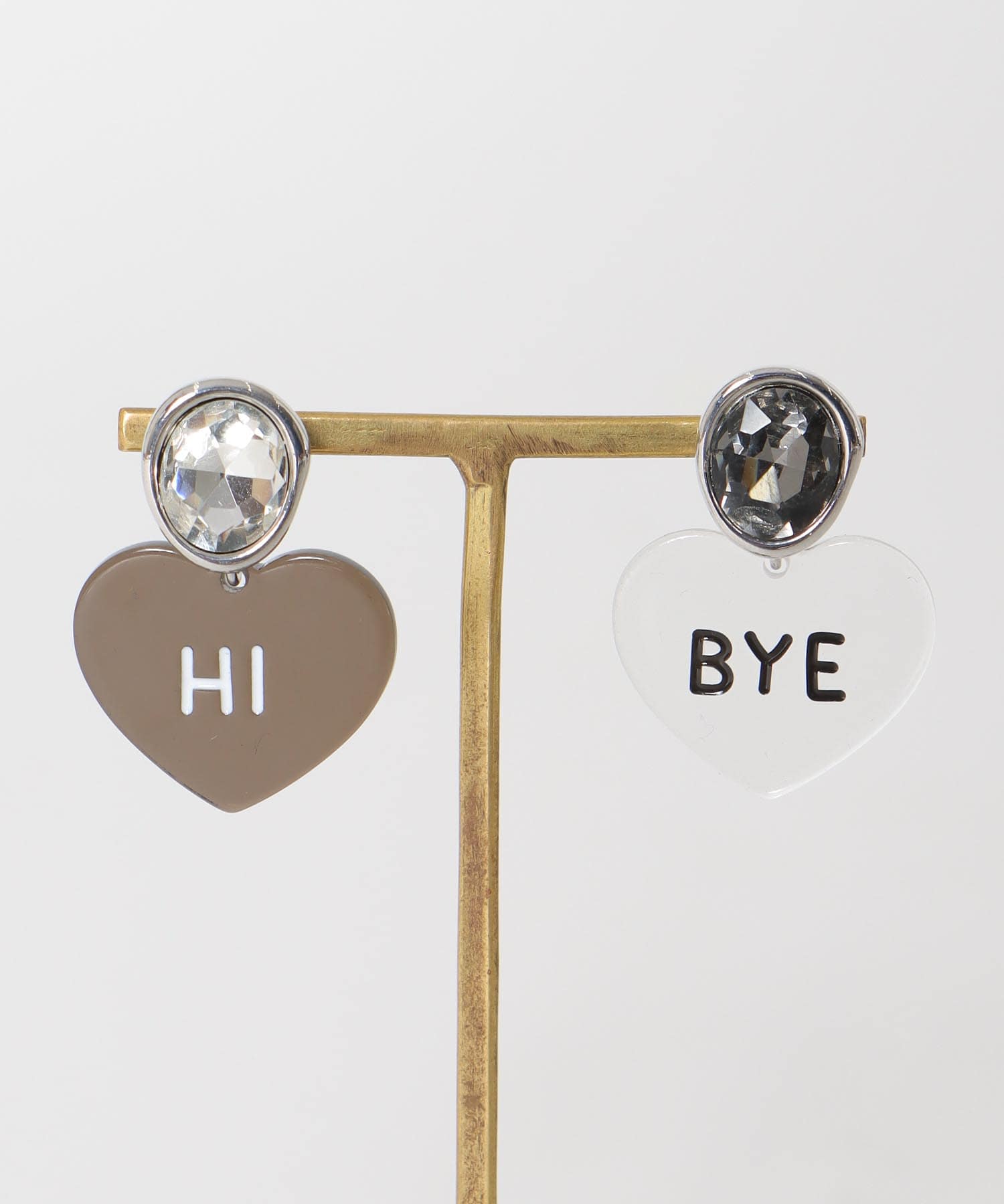 Hi/BYEクリアハートイヤリング
