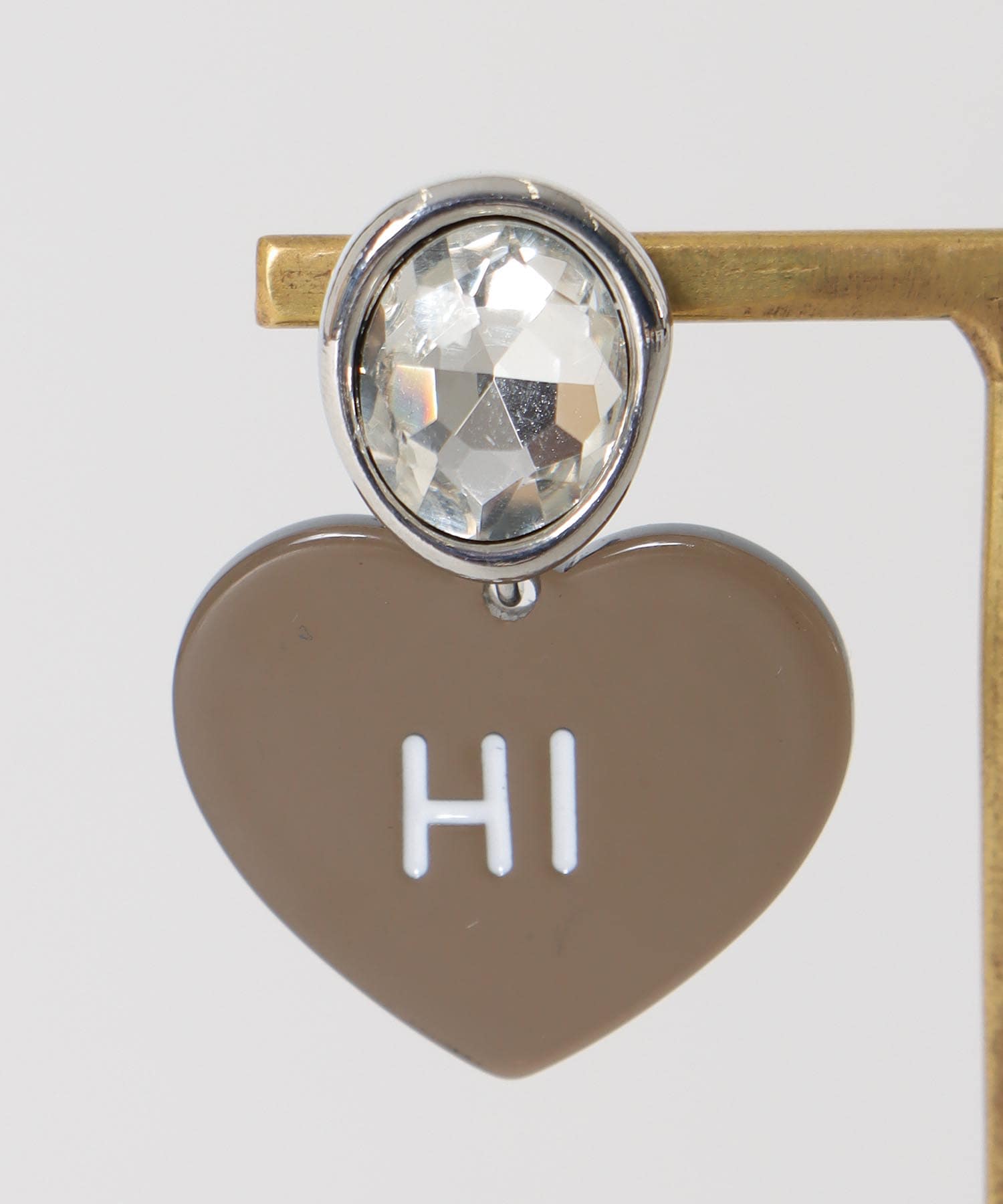 Hi/BYEクリアハートイヤリング