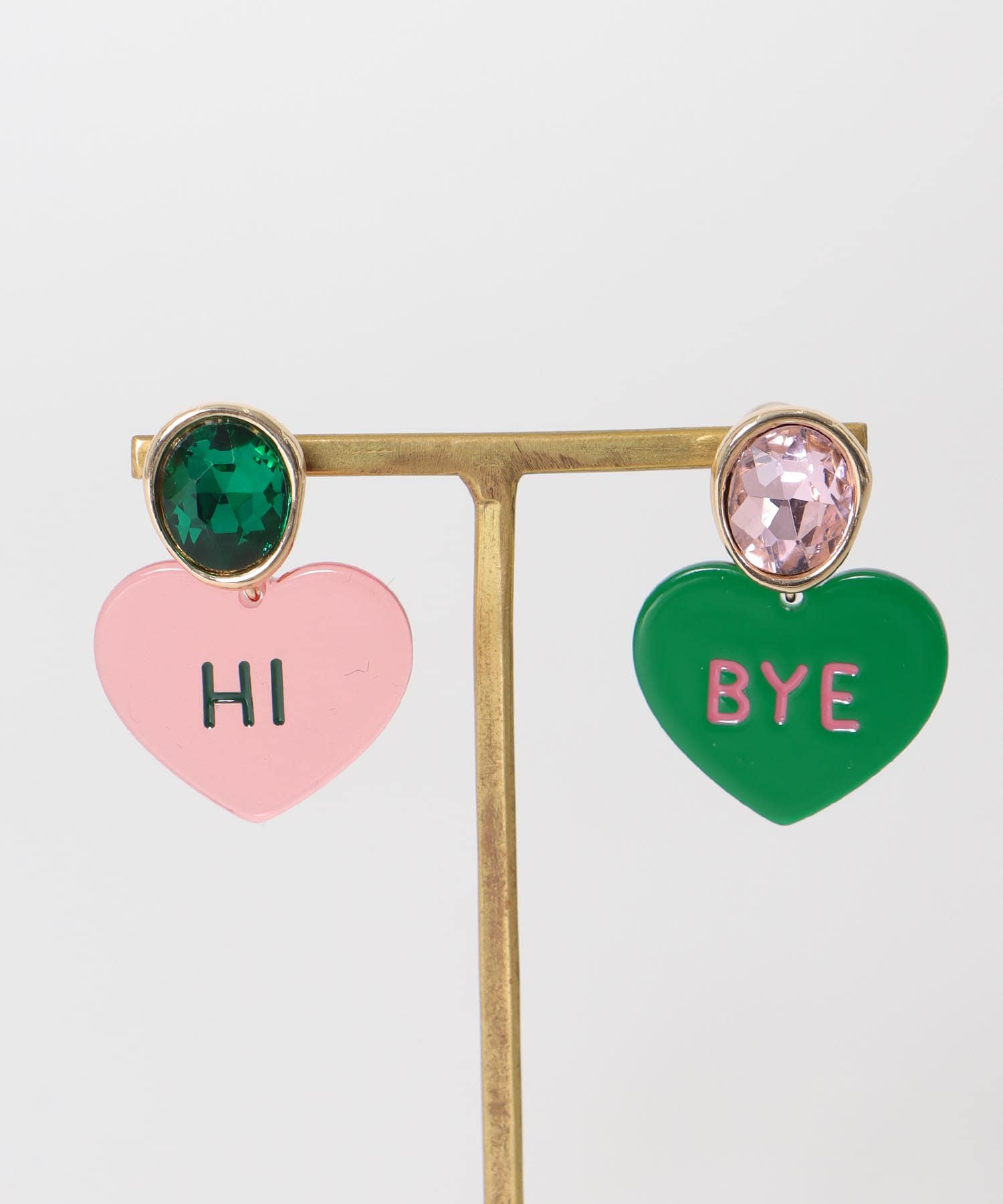 Hi/BYEクリアハートイヤリング