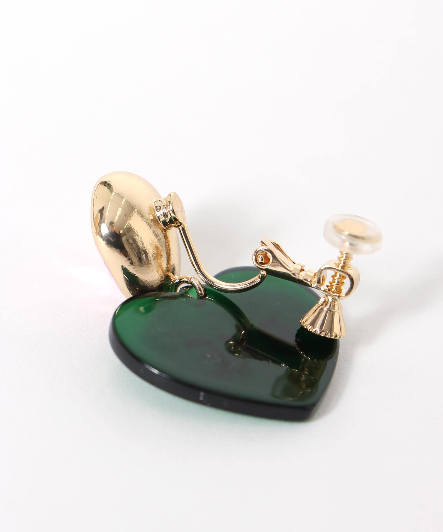 Hi/BYEクリアハートイヤリング