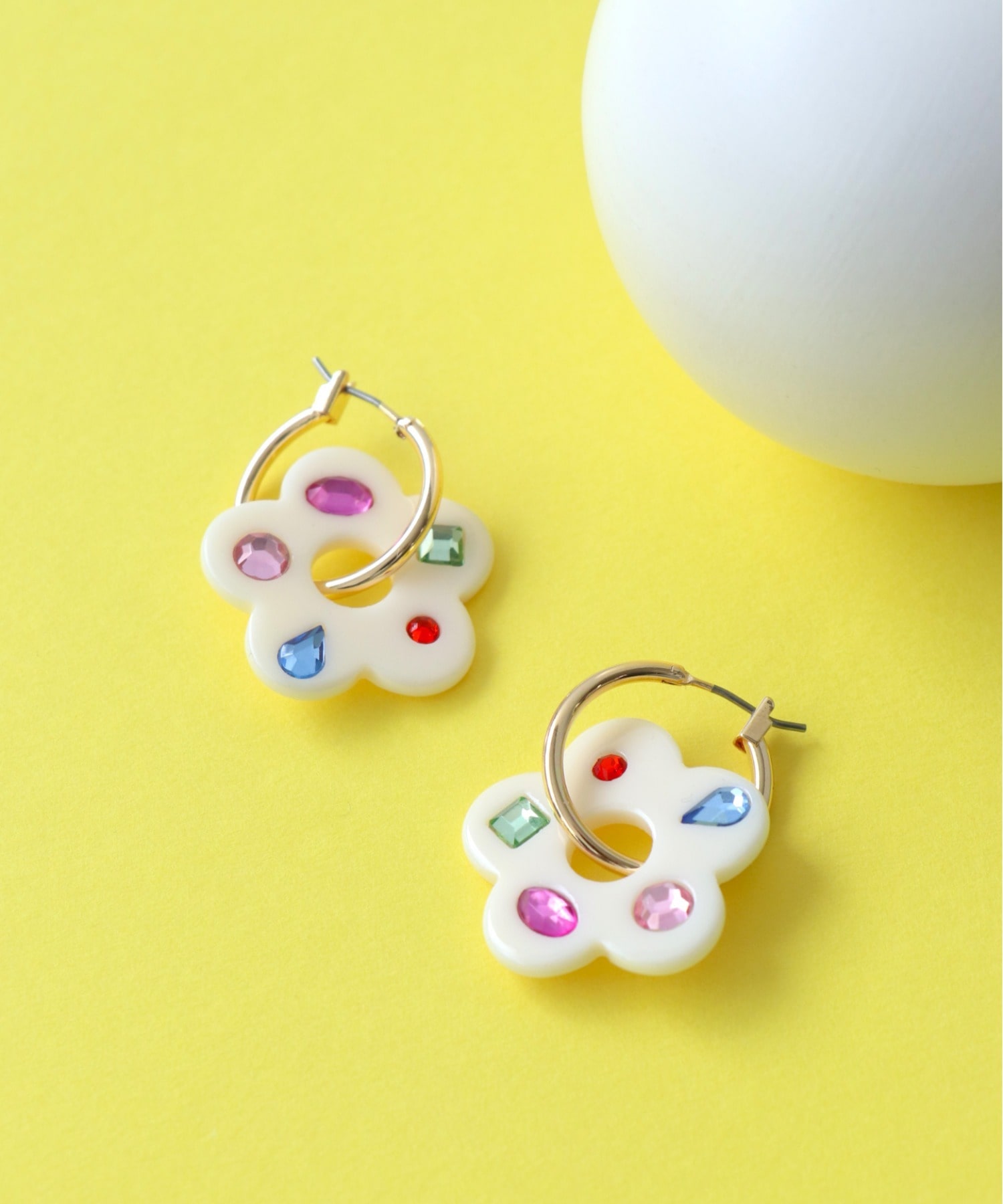 マルチビジュアクリルフラワーピアス