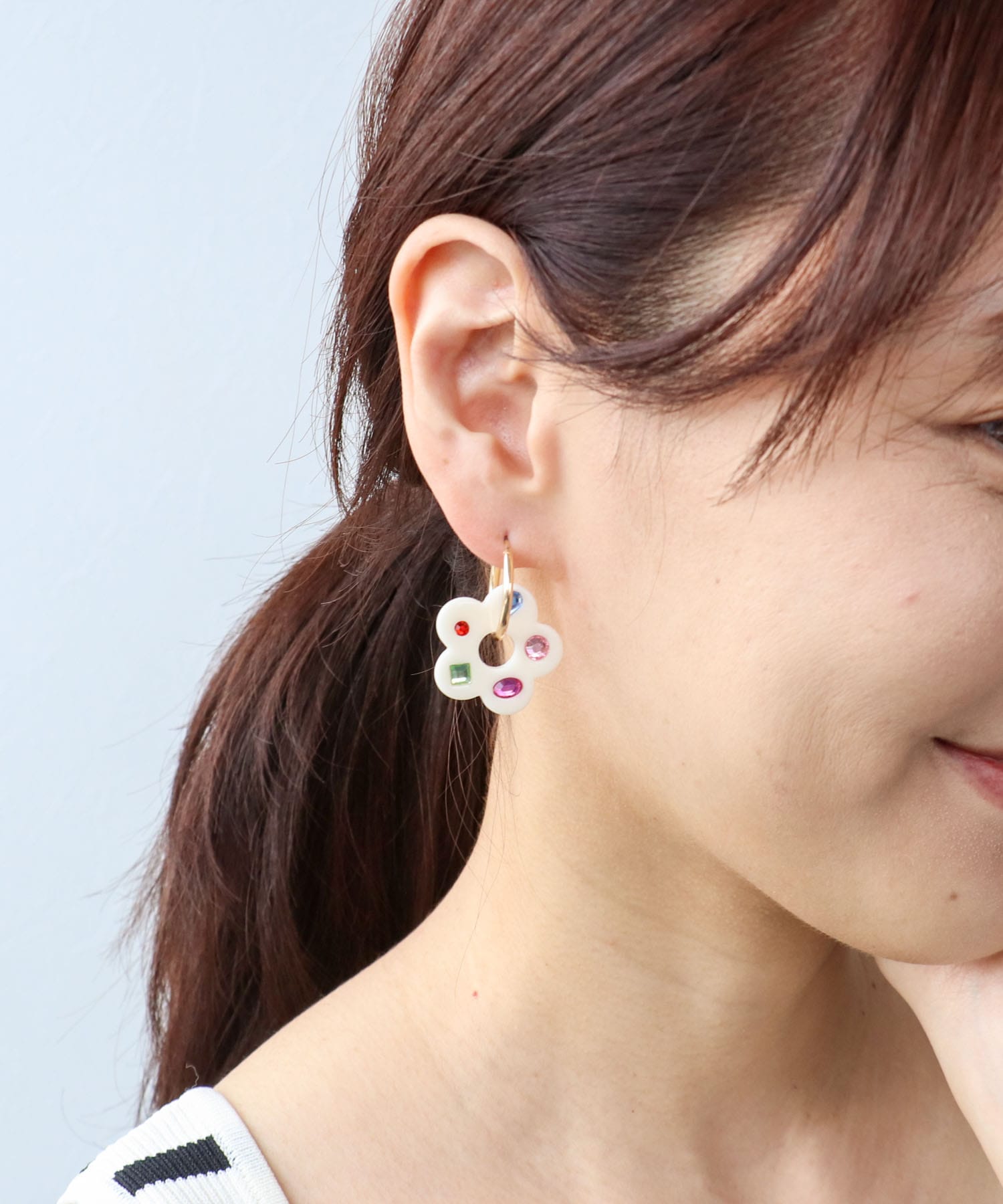 マルチビジュアクリルフラワーピアス