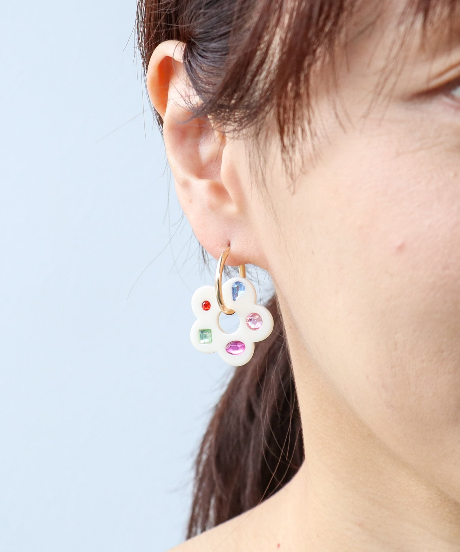 マルチビジュアクリルフラワーピアス