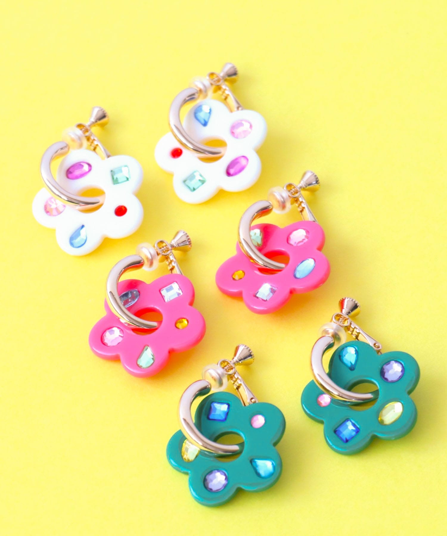 マルチビジュアクリルフラワーイヤリング